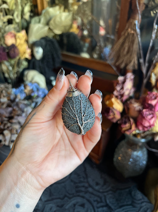 Lava Rock Tree of Life Pendant