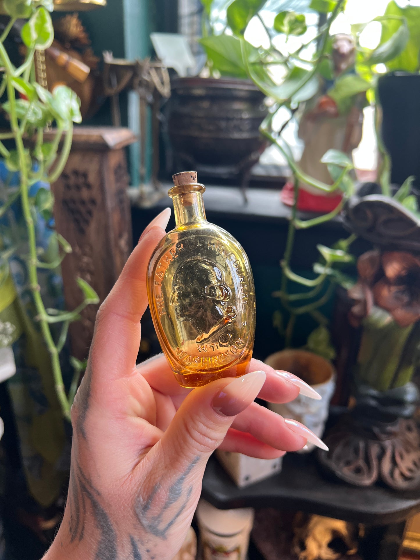 Miniature Wheaton Yellow Glass Bottles