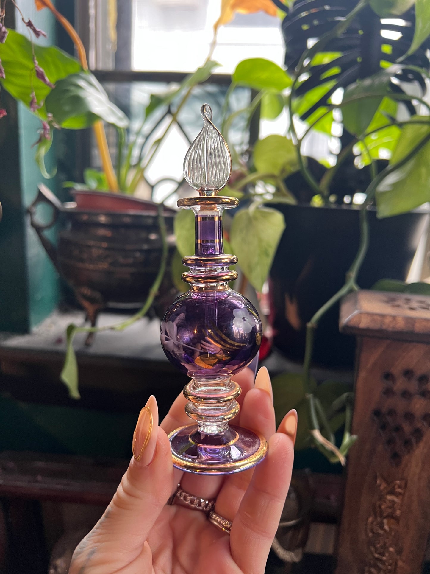 Amethyst Egyptian Glass Perfume Bottle