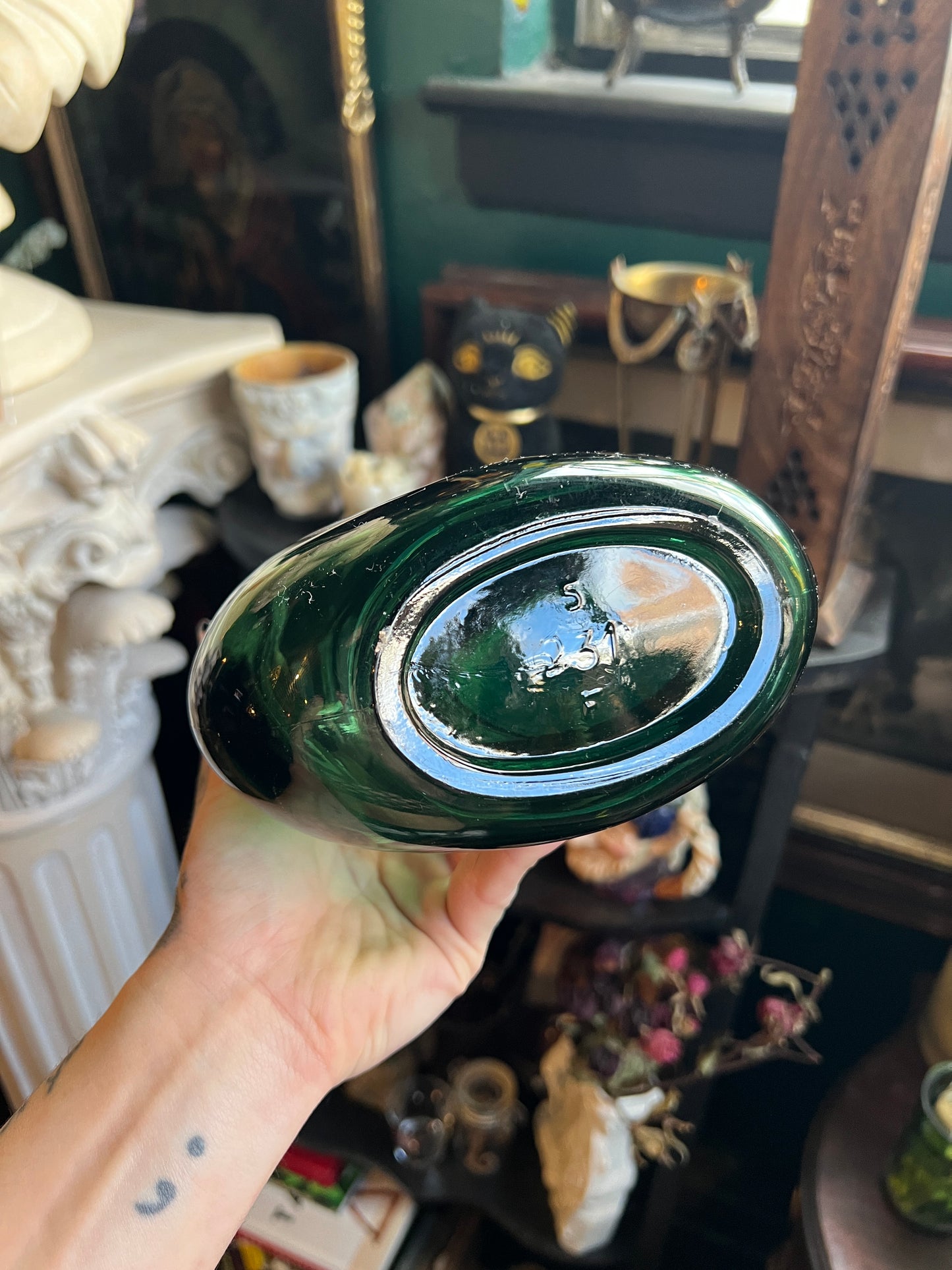 Emerald Green Glass Decanter
