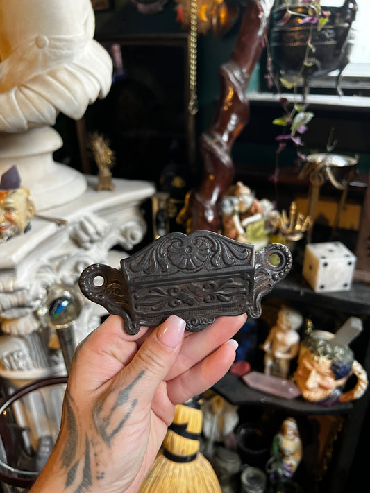 Vintage Black Cast Iron Victorian Match Holder
