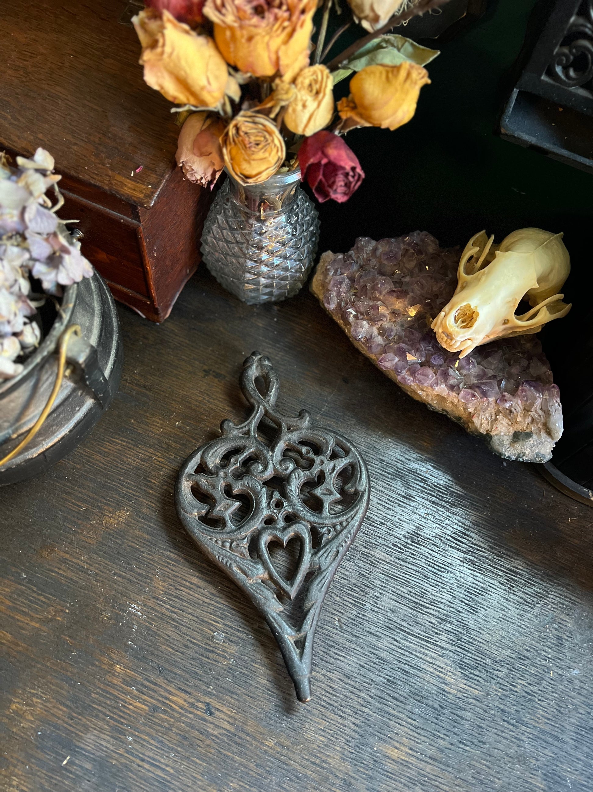 Cast Iron Heart Trivet Hellbound Hecate Vintage