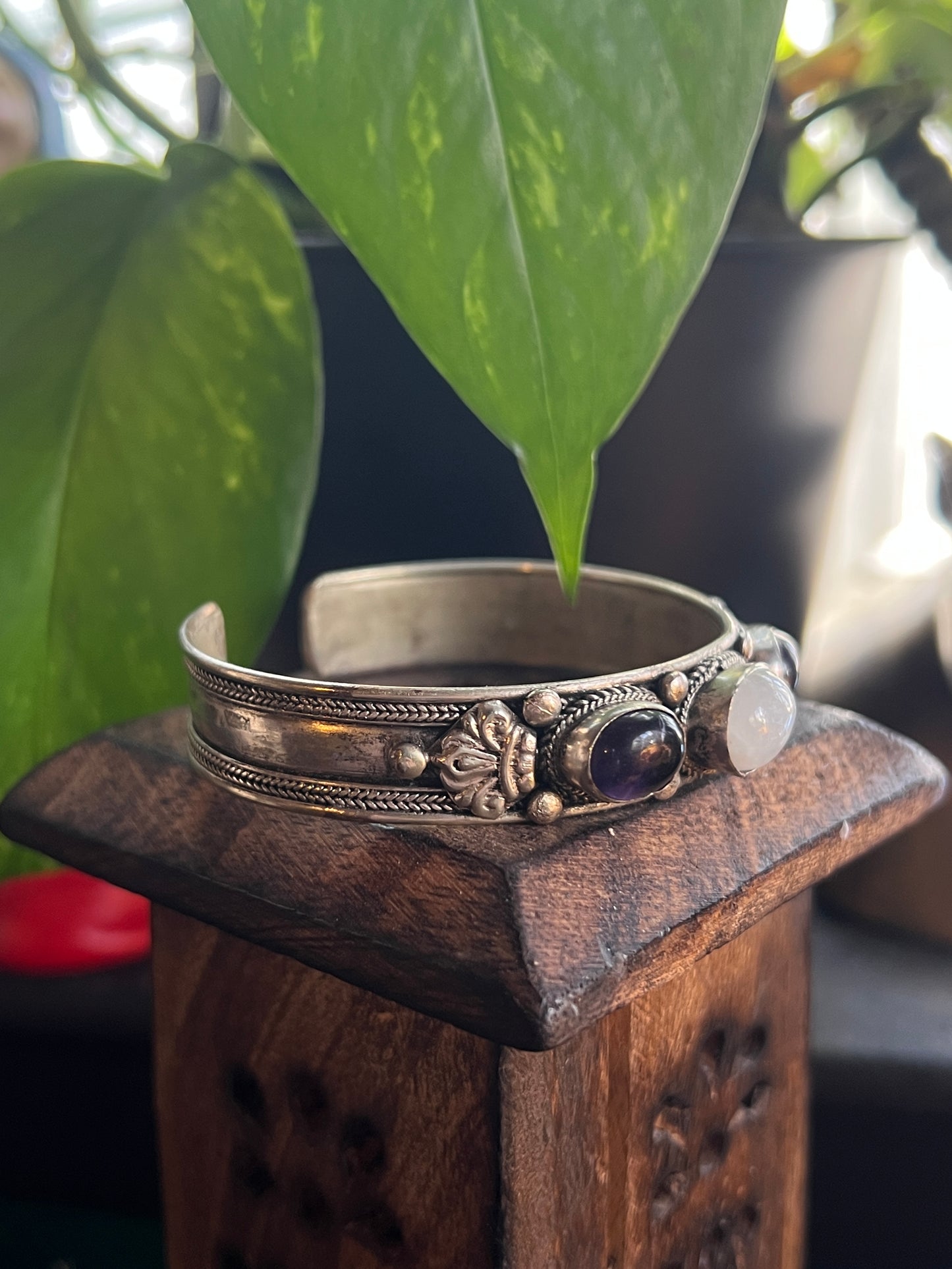 Moonstone & Amethyst Bracelet