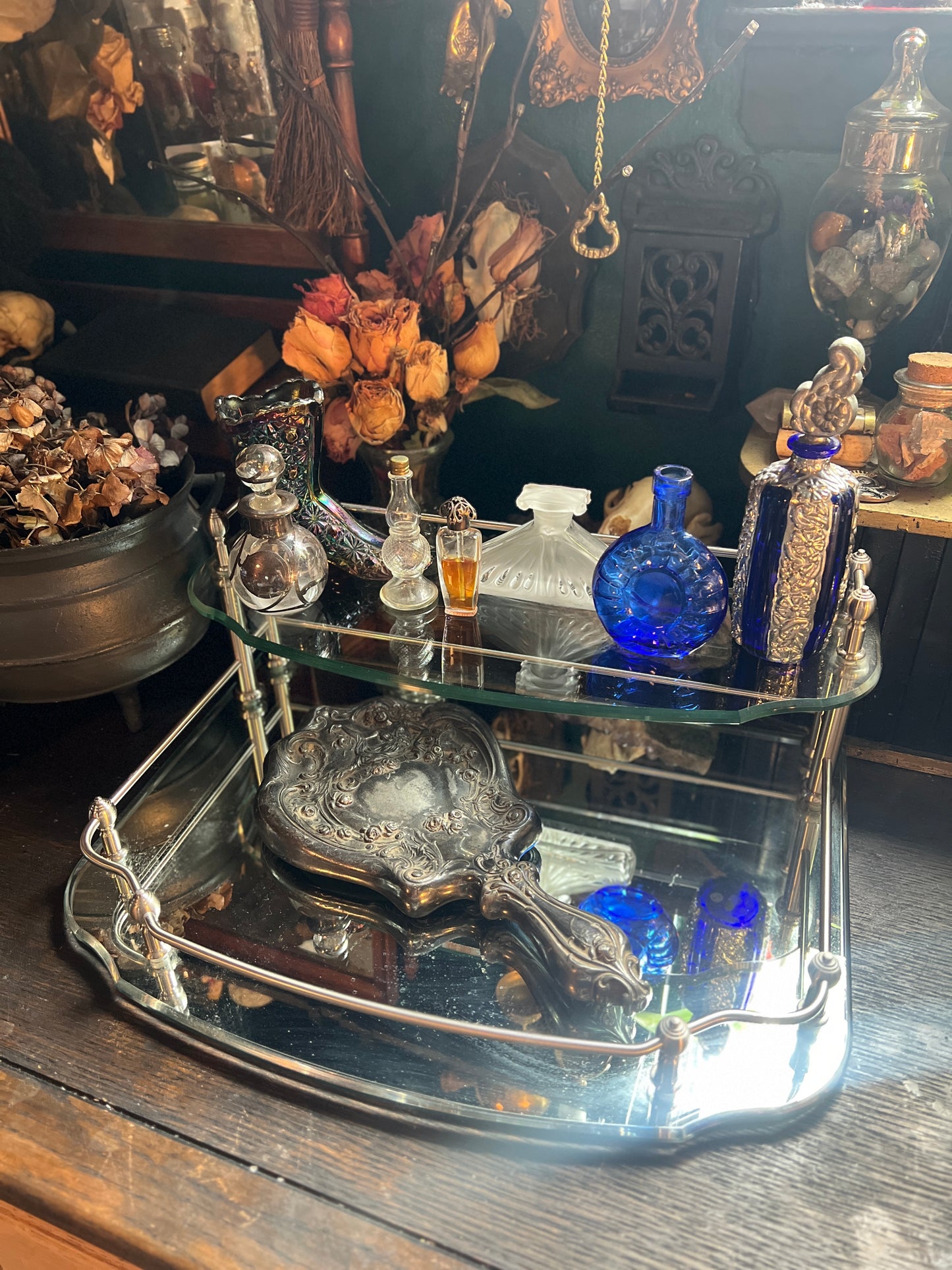 Two Tiered Glass Vanity Tray