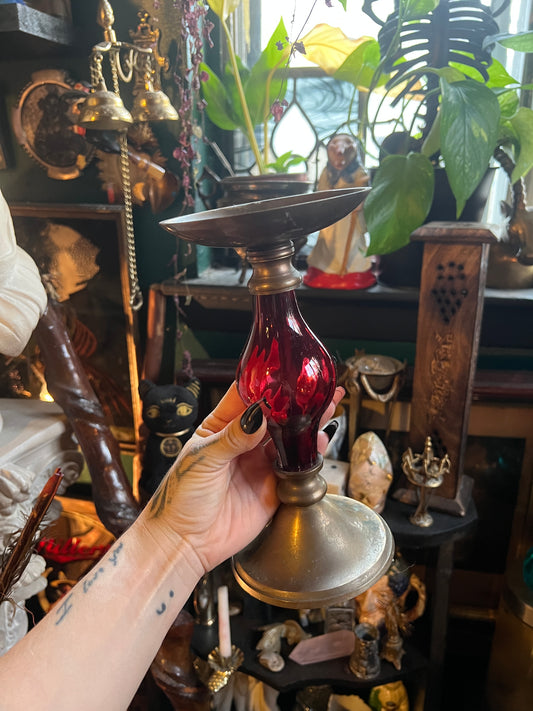 Ruby Red Pillar Candle Holder
