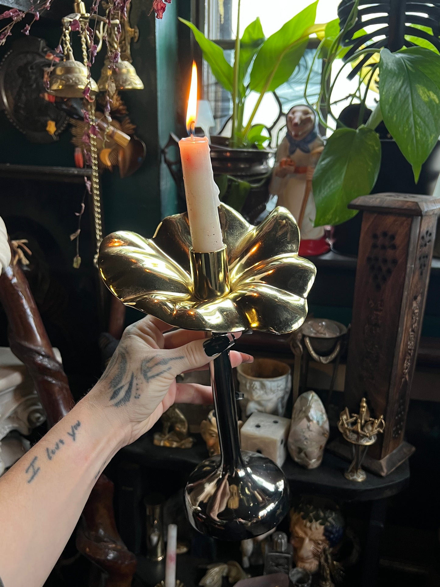 Blossom Platinum & Gold Tapered Candle Holder