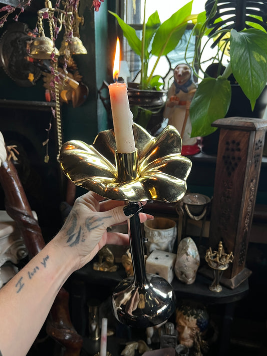 Blossom Platinum & Gold Tapered Candle Holder