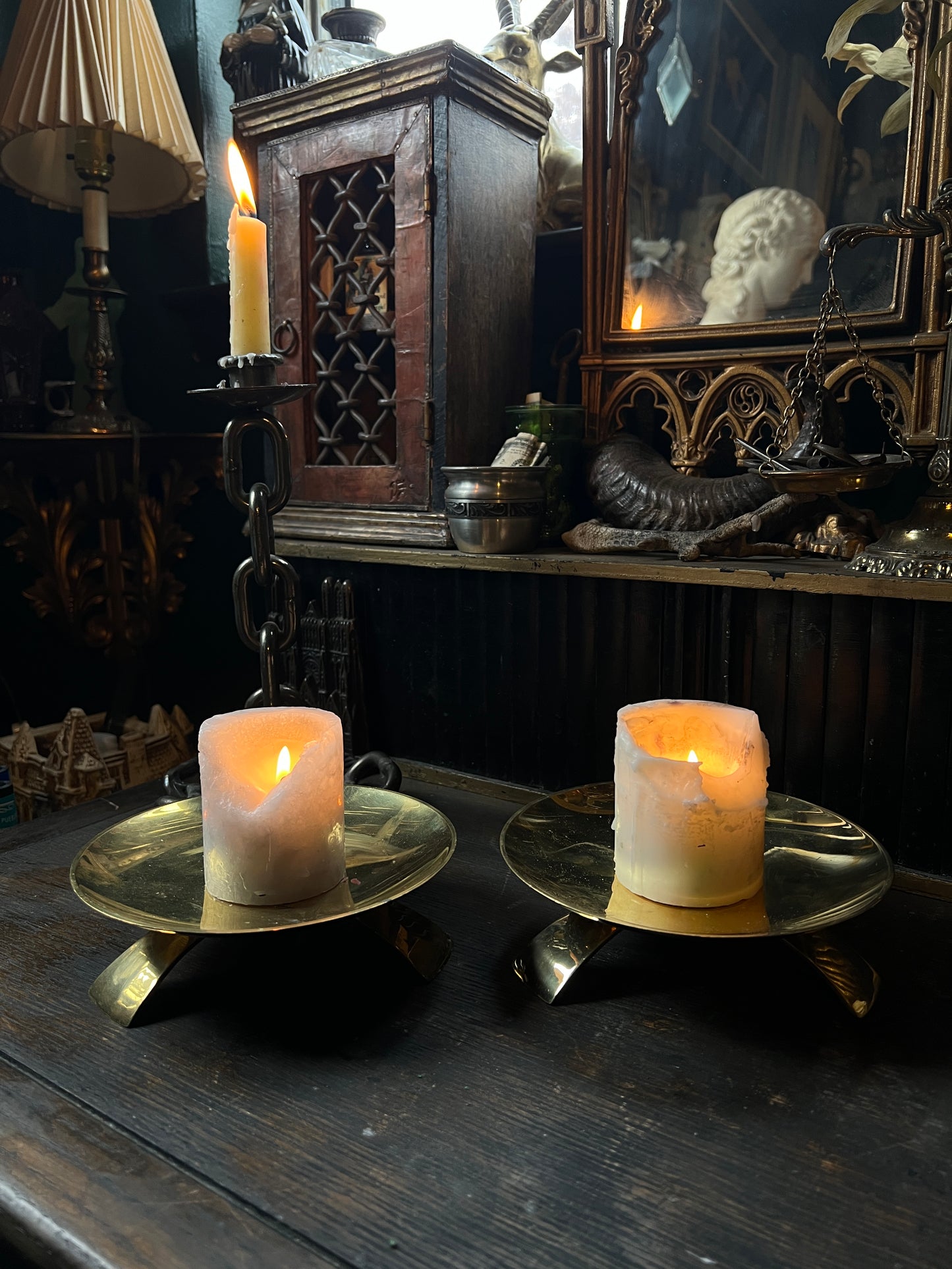 Brass Three Foot Pillar Candle Holders