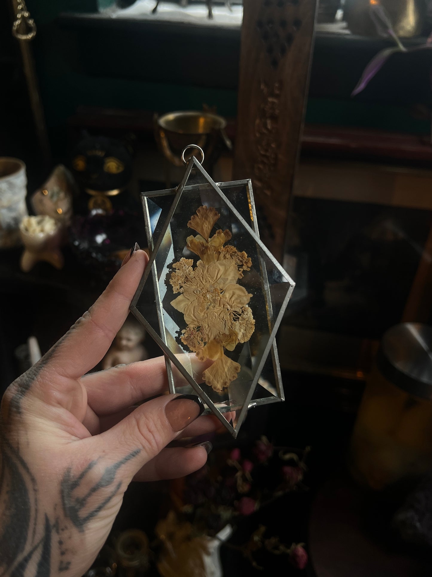 Abstract Pressed Floral Sun Catcher