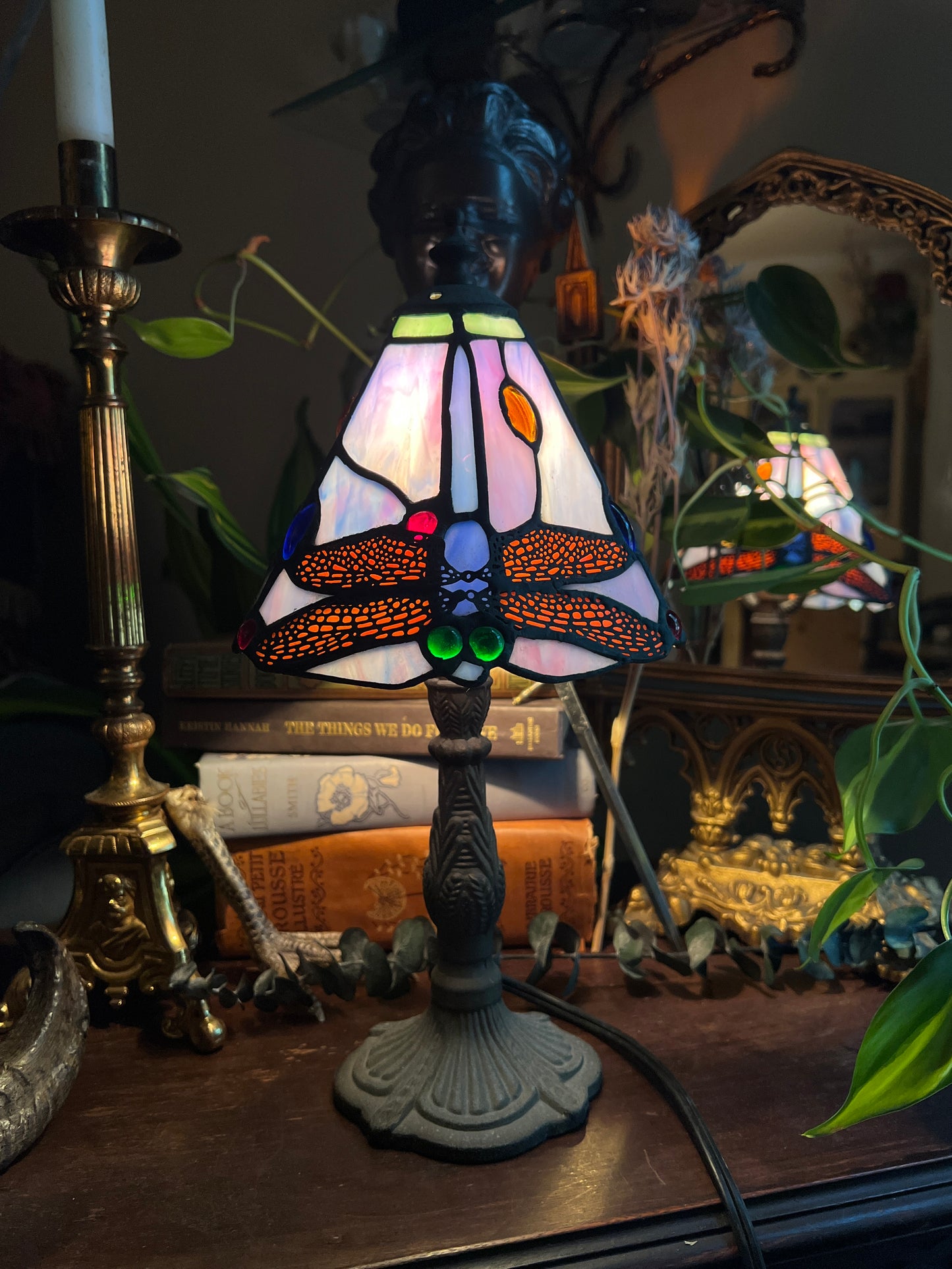 Tiffany Style Dragonfly Stained Glass Lamp