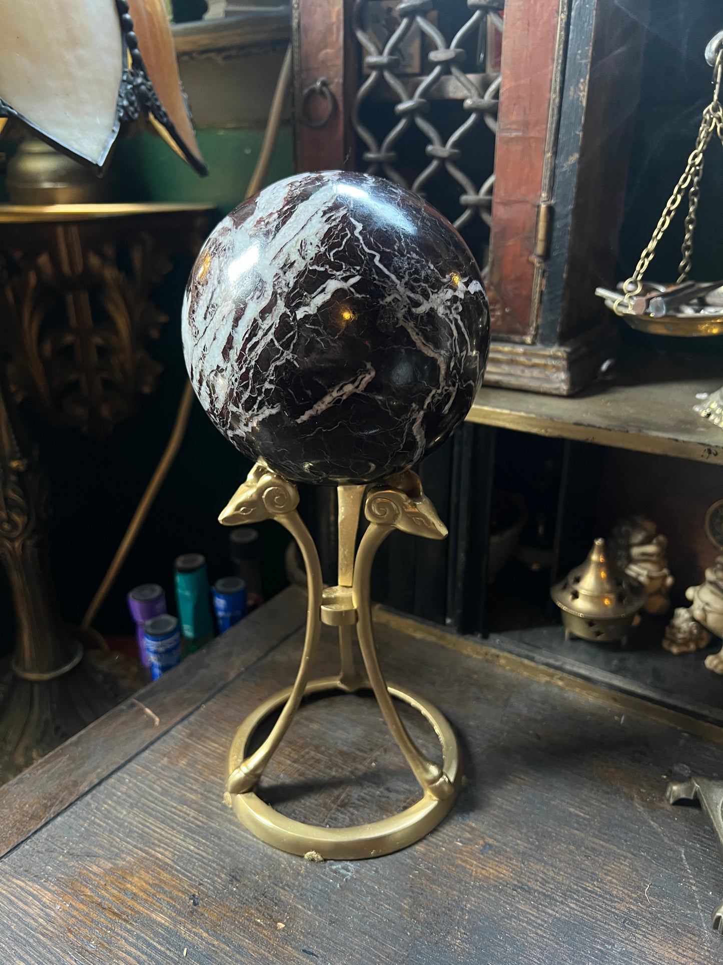 Italian Marble Sphere Goat Head Stand