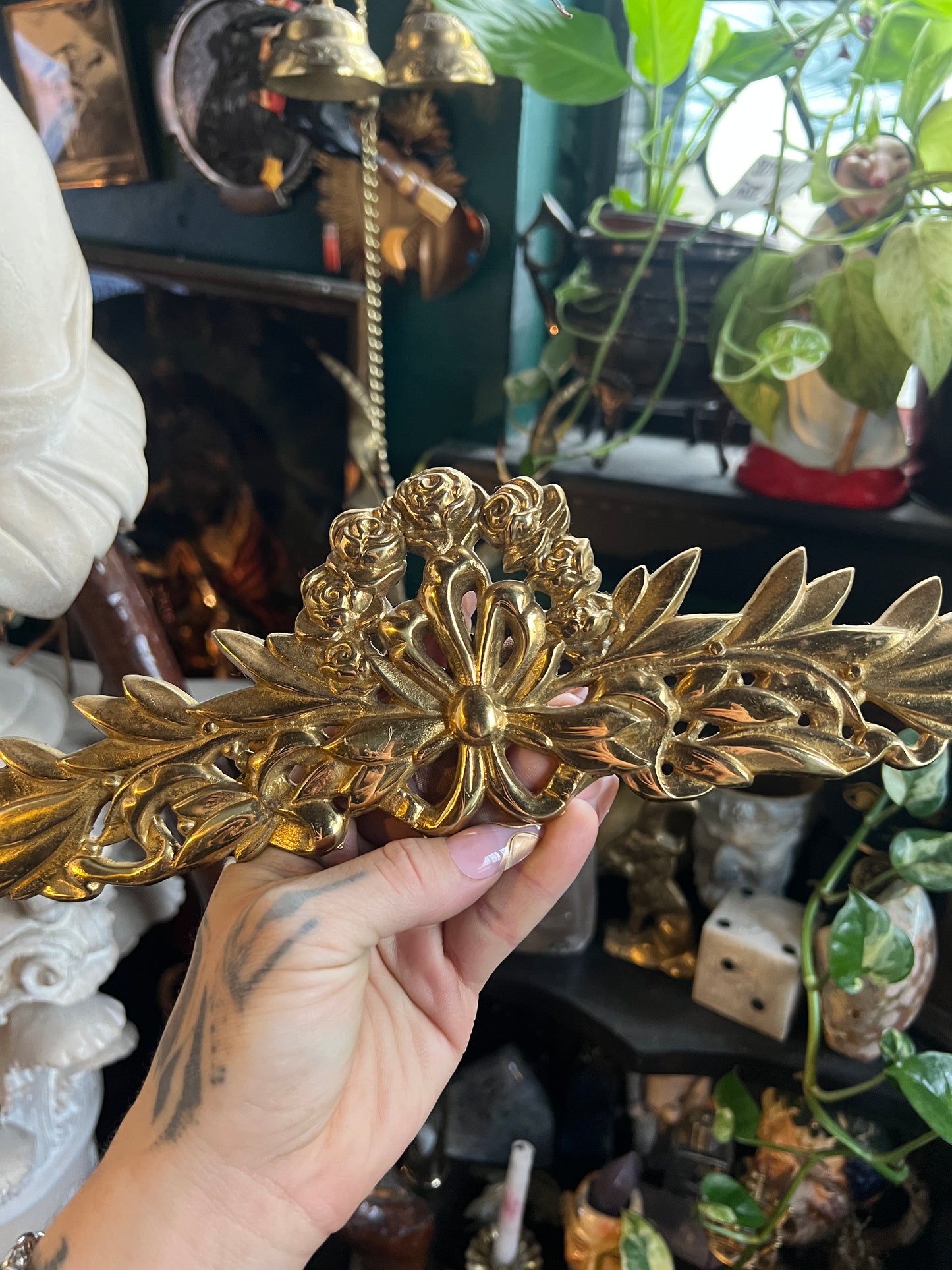 Brass French Pediment Wall Decor