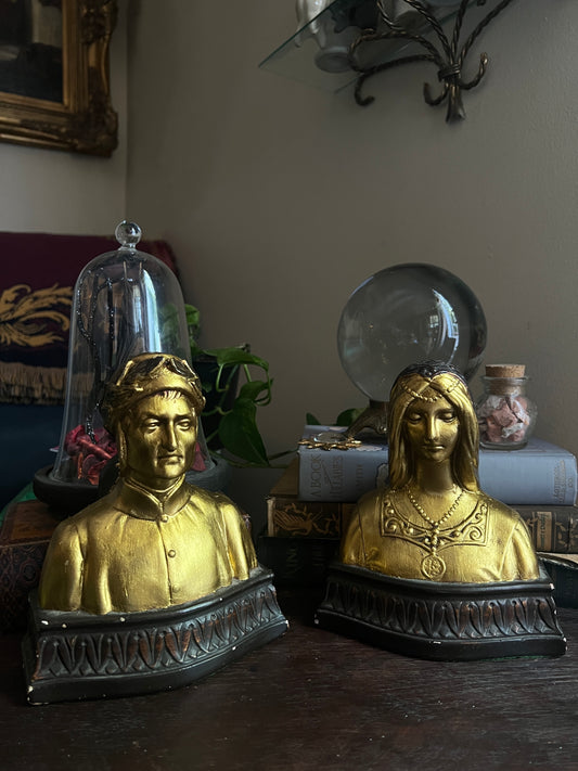 Dante and Beatrice Chalkware Bookends