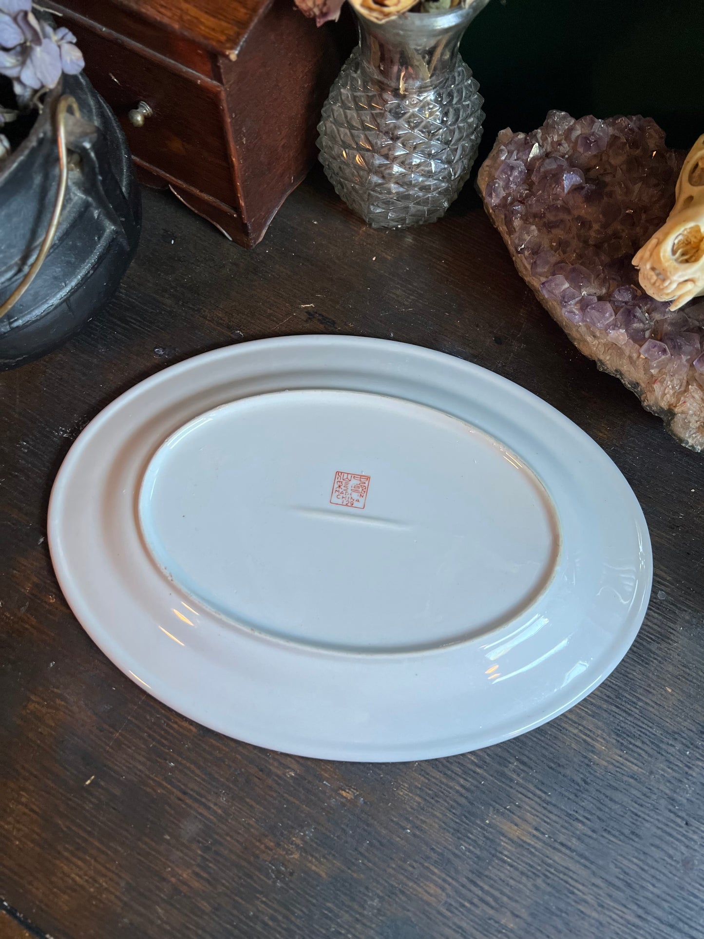 Chinese Mille Fleur Famille Rose Pattern Oval Plate