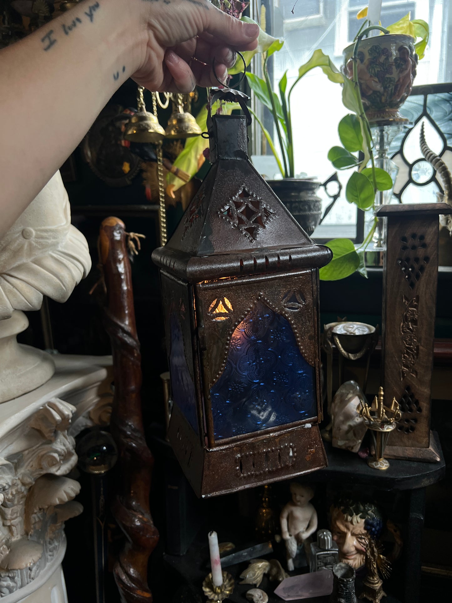 Moroccan Blue Glass Lantern