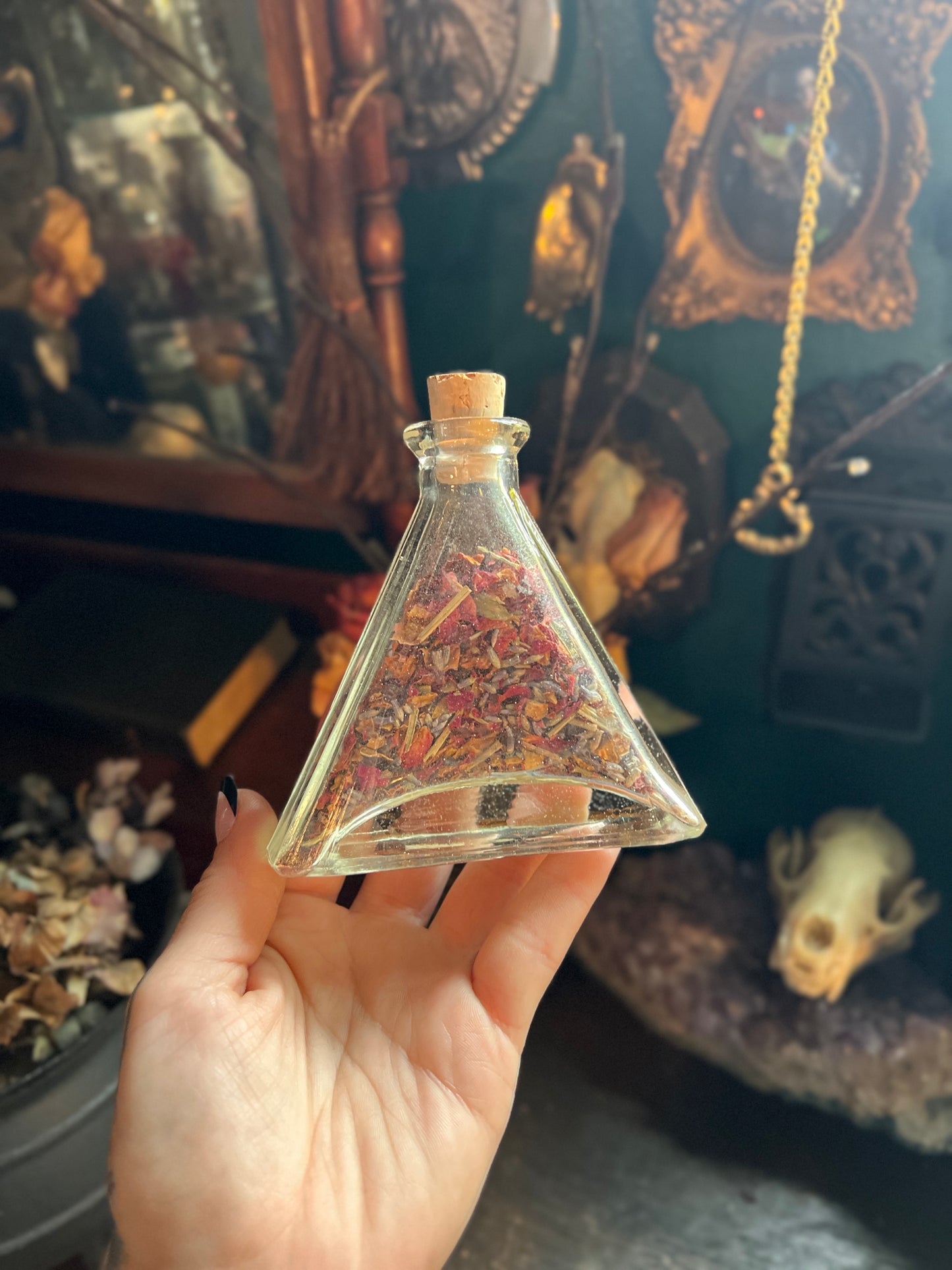 Glass Triangle Spell Bottle