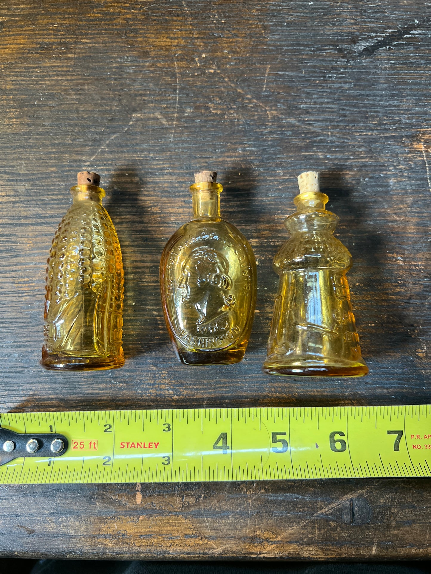 Miniature Wheaton Yellow Glass Bottles