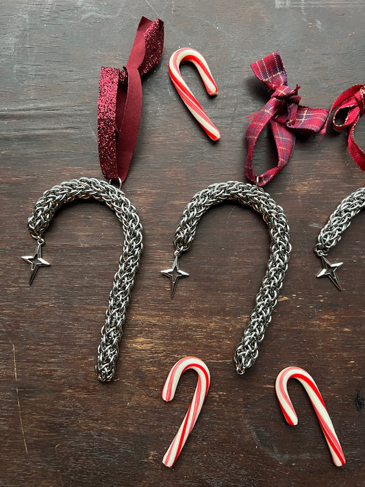 Candy Cane Chainmail Ornament