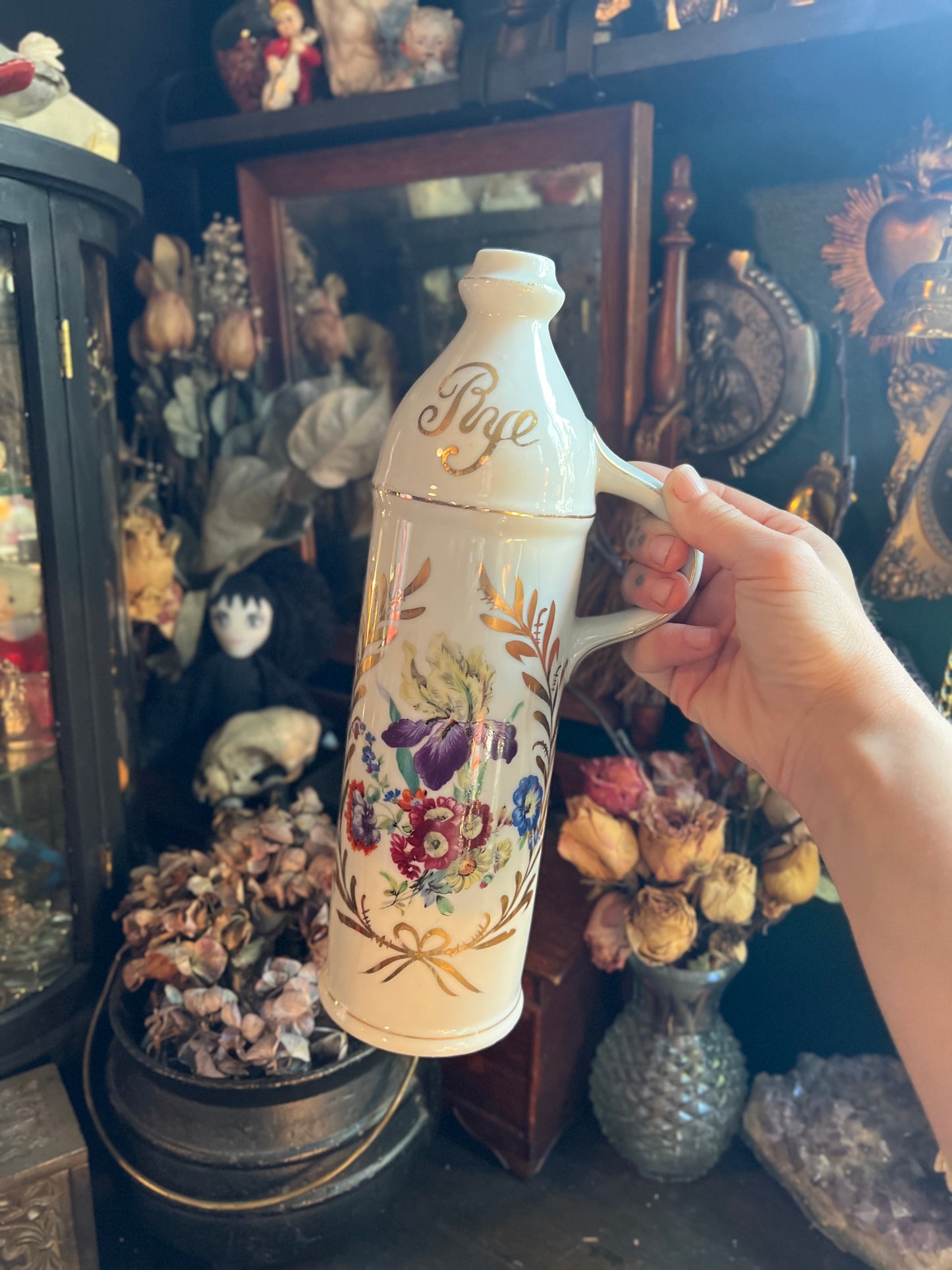 Porcelain Floral Rye Decanter