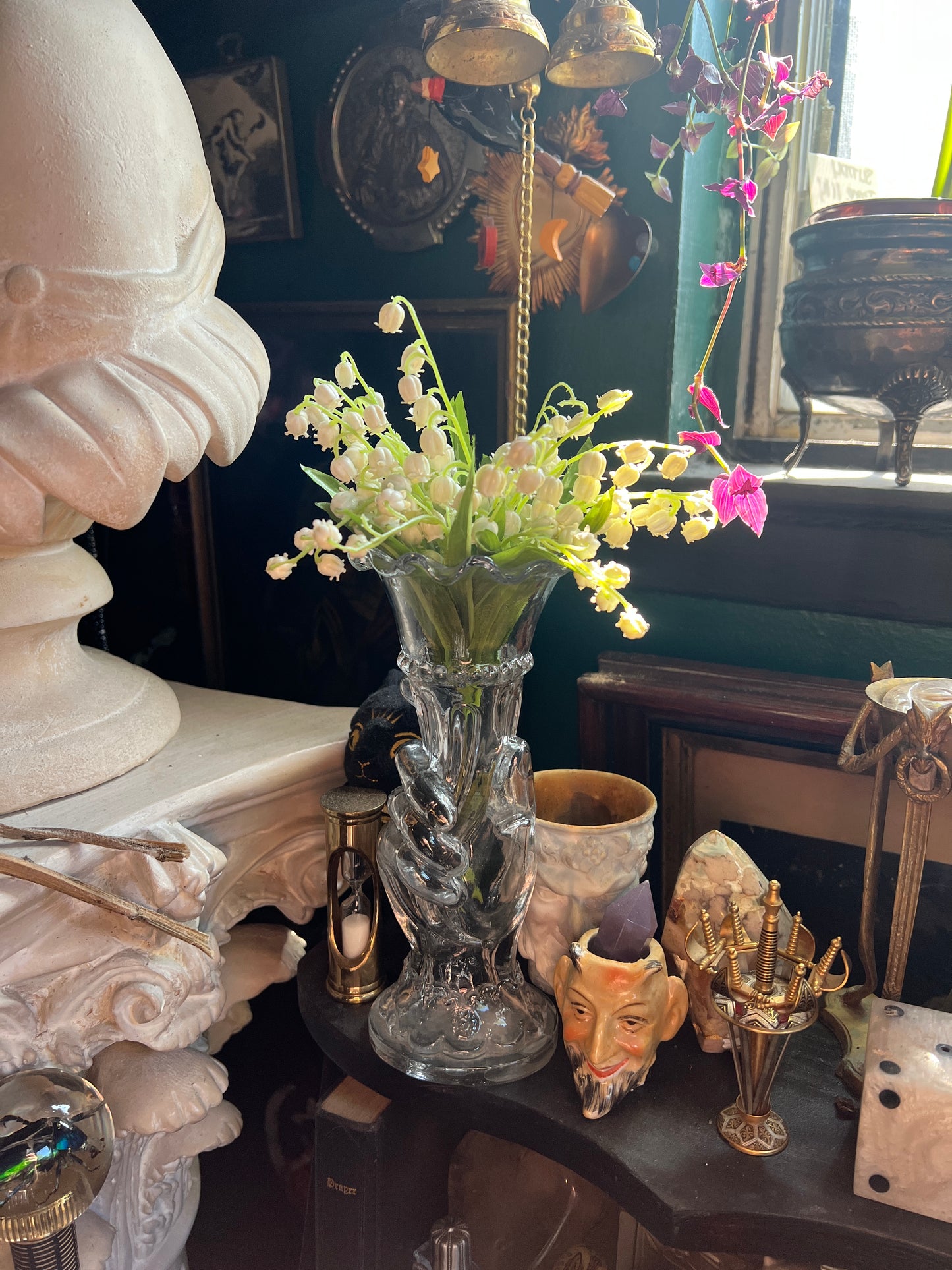 Antique Pressed Glass Hand Vase