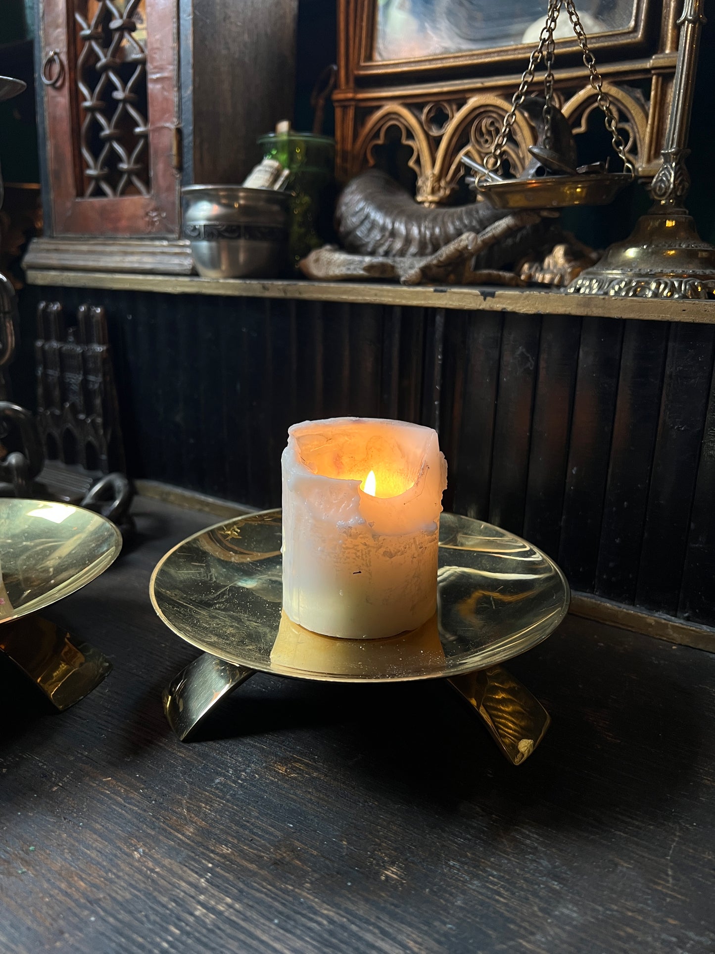 Brass Three Foot Pillar Candle Holders