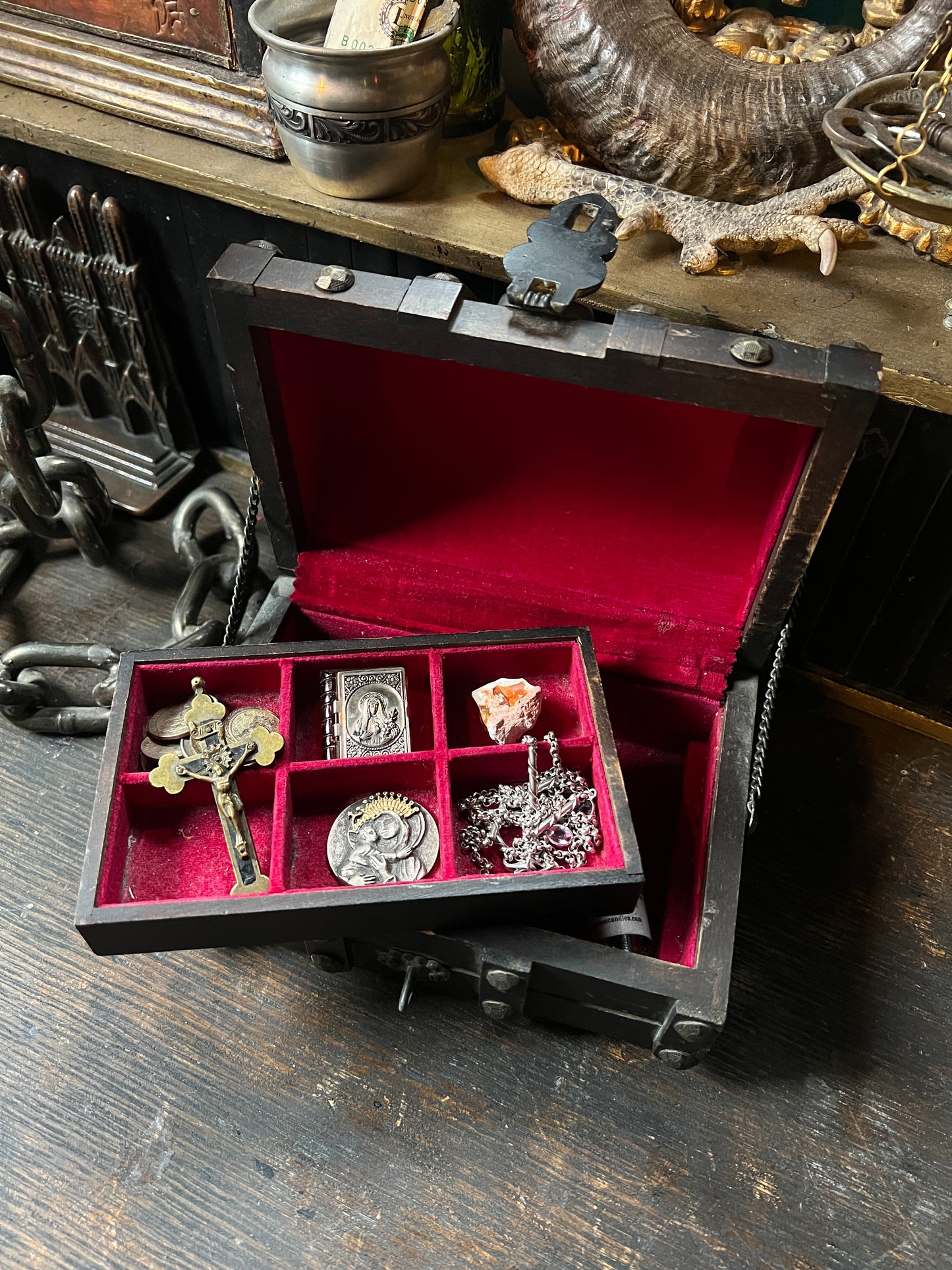 Wooden Treasure Chest Trinket Box