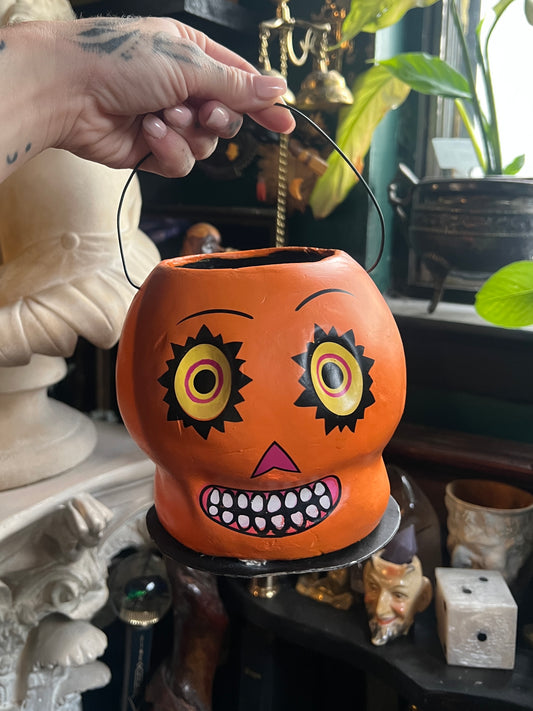 Paper Mache Pumpkin Pail