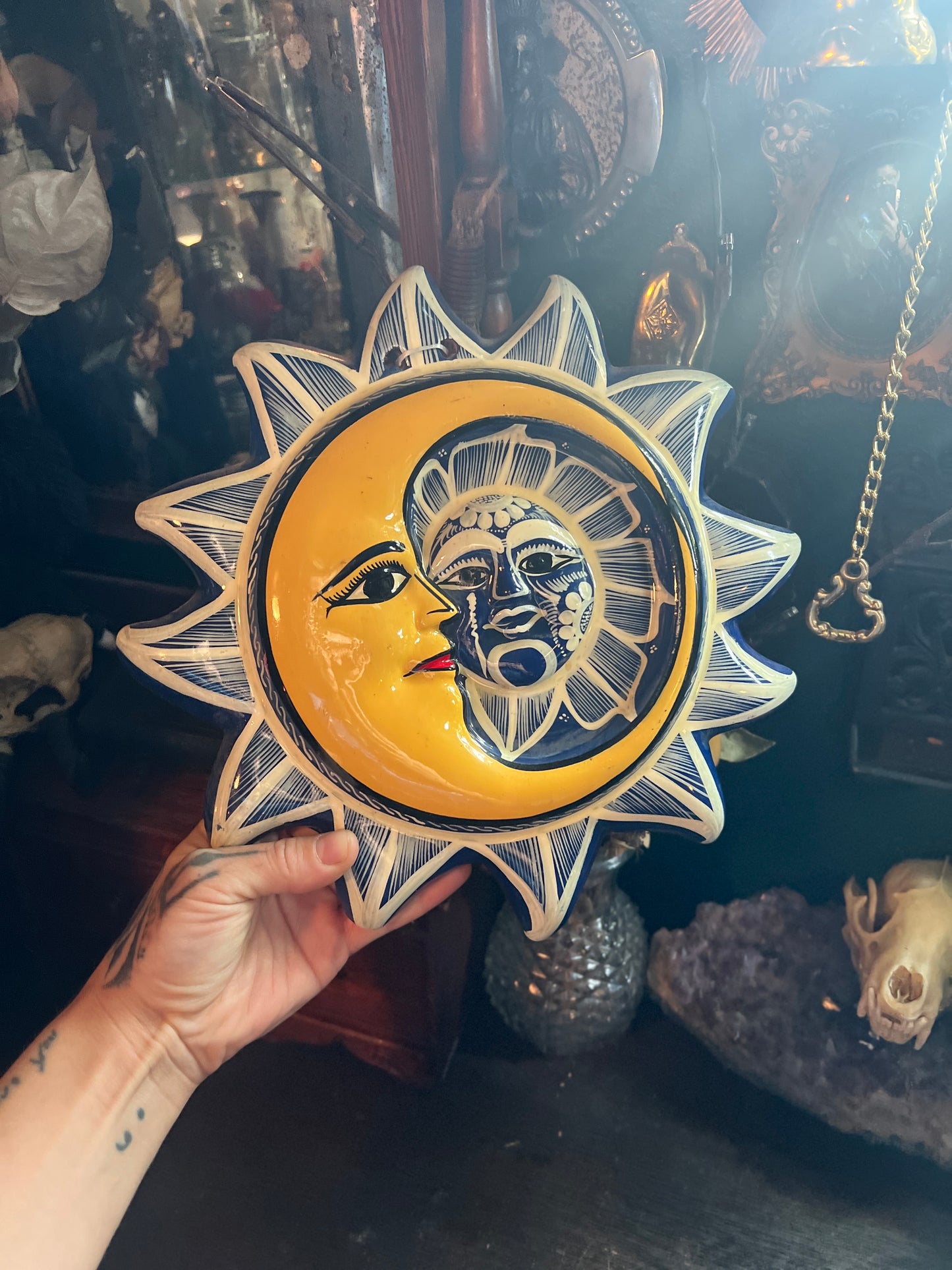 Talavera Sun & Moon Hanging Sculpture