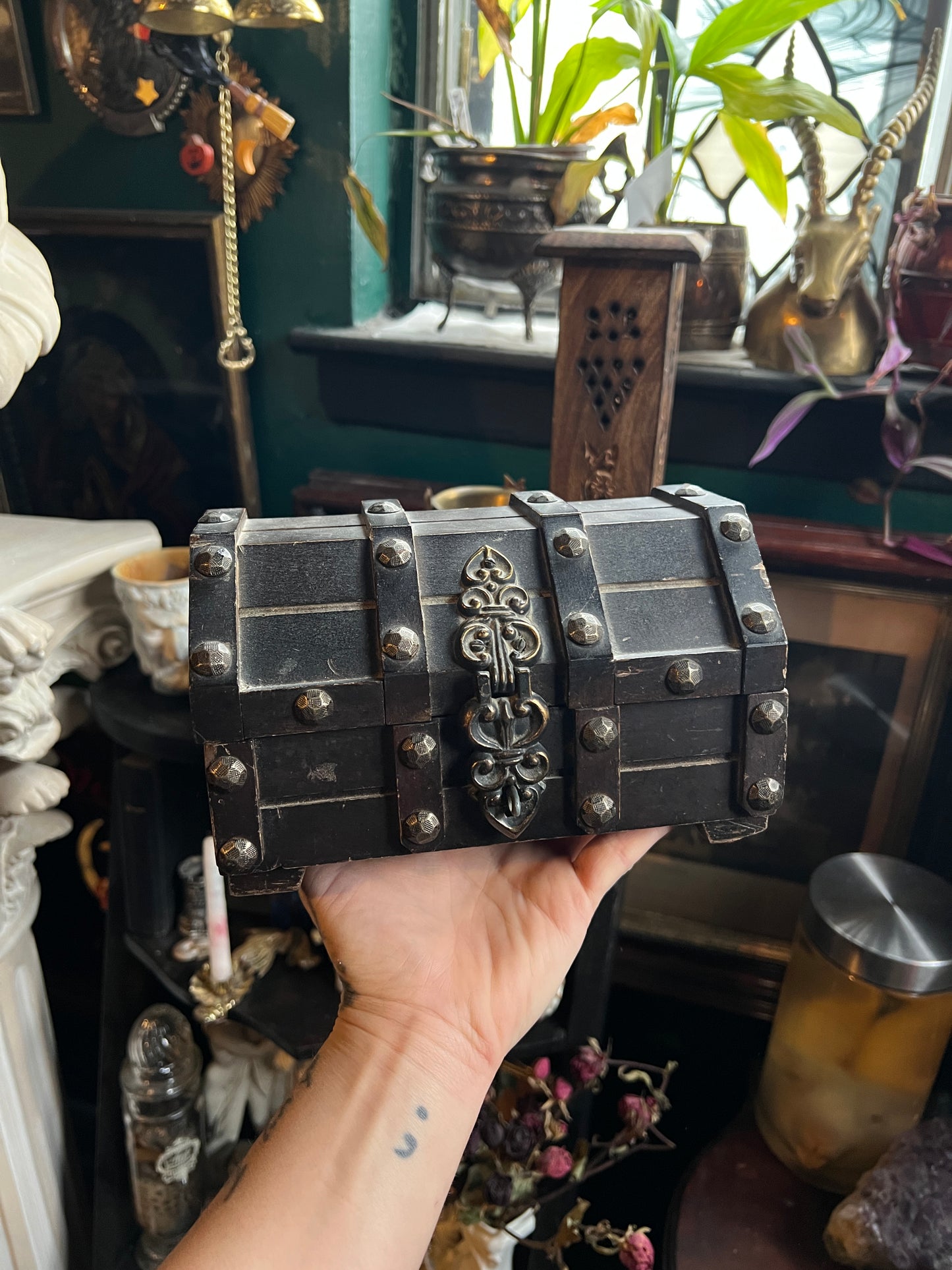 Wooden Treasure Chest Trinket Box