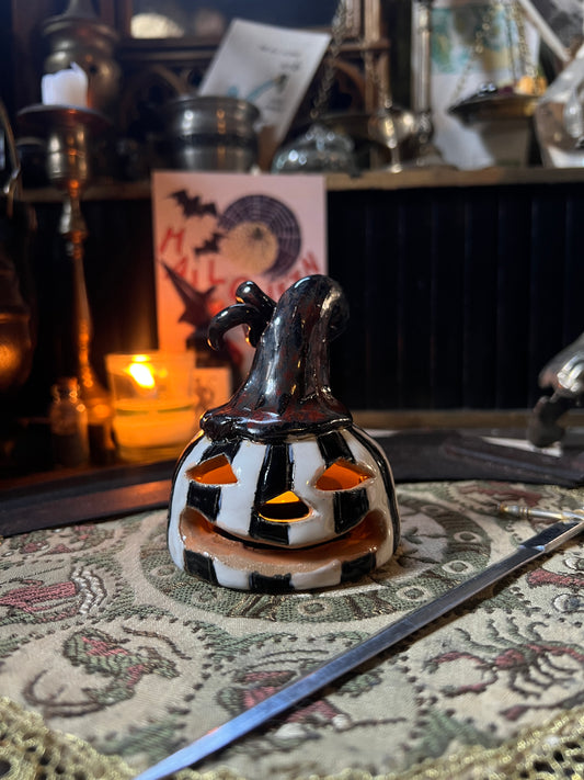 Hand Made Ceramic Pumpkin Tea-light Holder