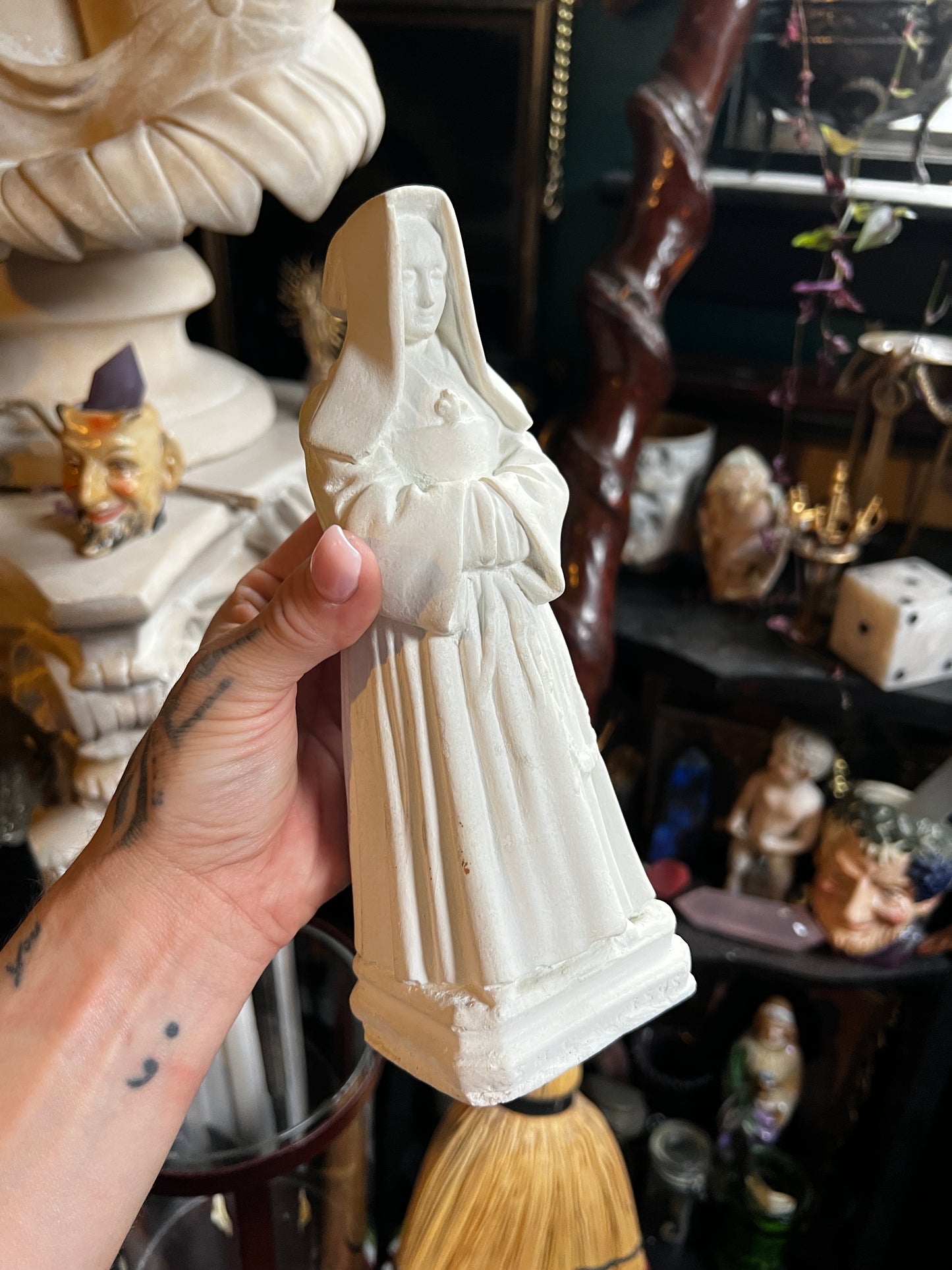 Vintage Chalk-ware Nun Sculpture