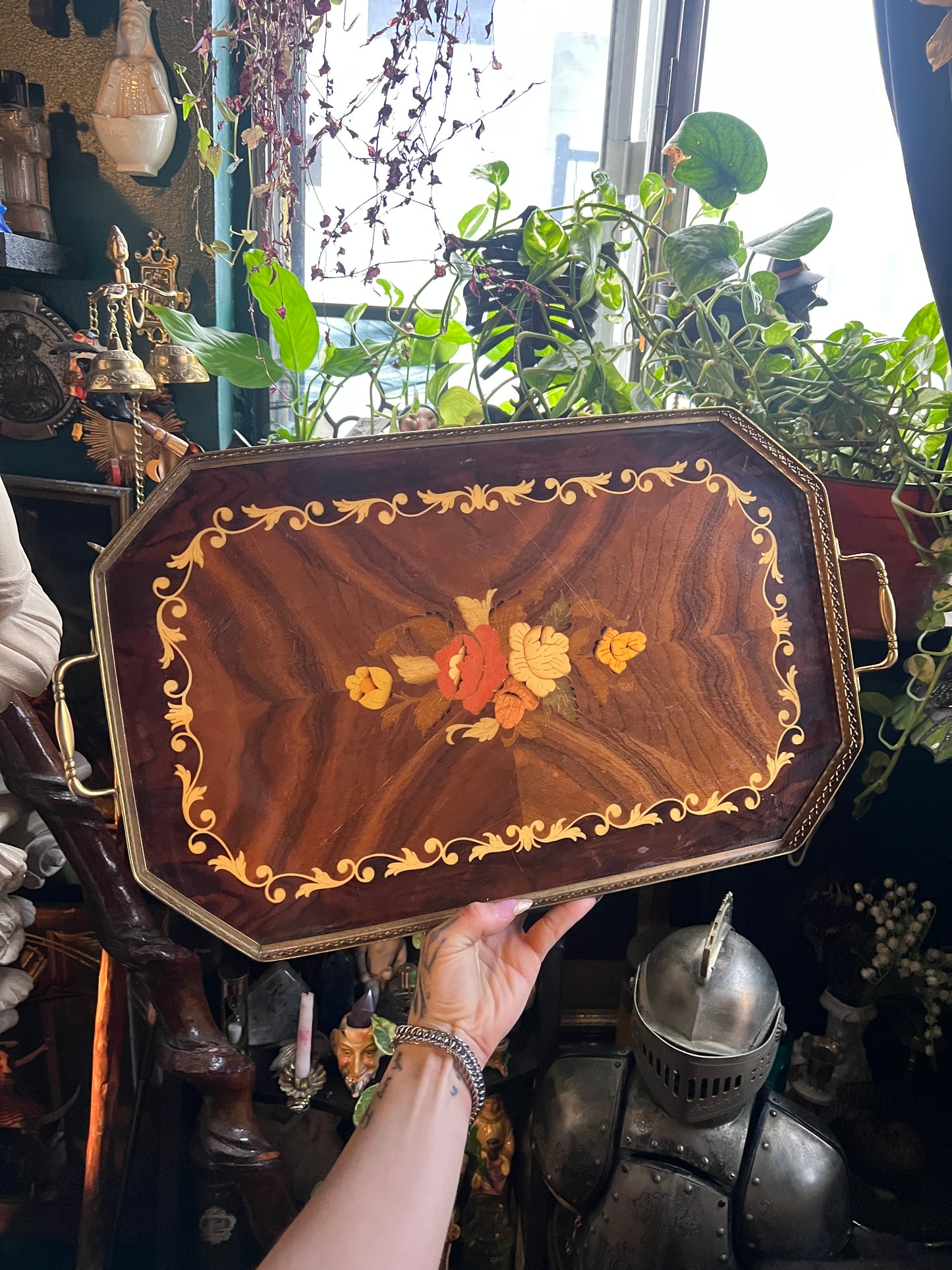 Italian Inlaid Marquetry Serving Tray