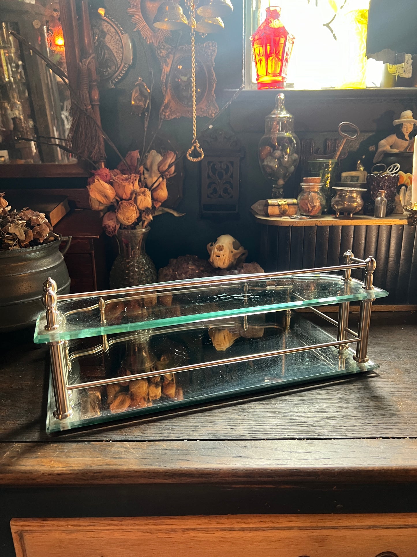 Two Tiered Glass Vanity Tray