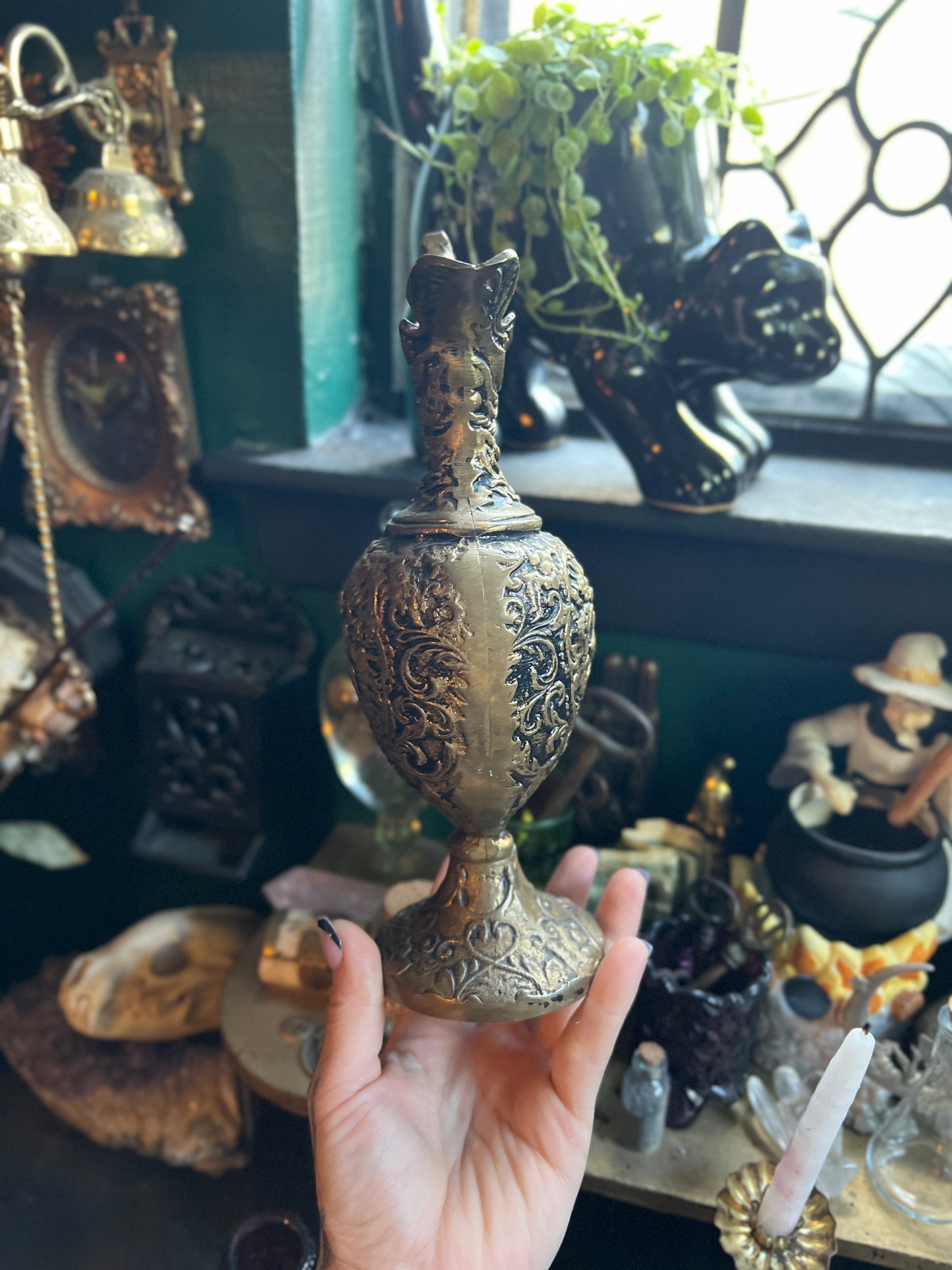 Antique Bronze Cherub Pitcher