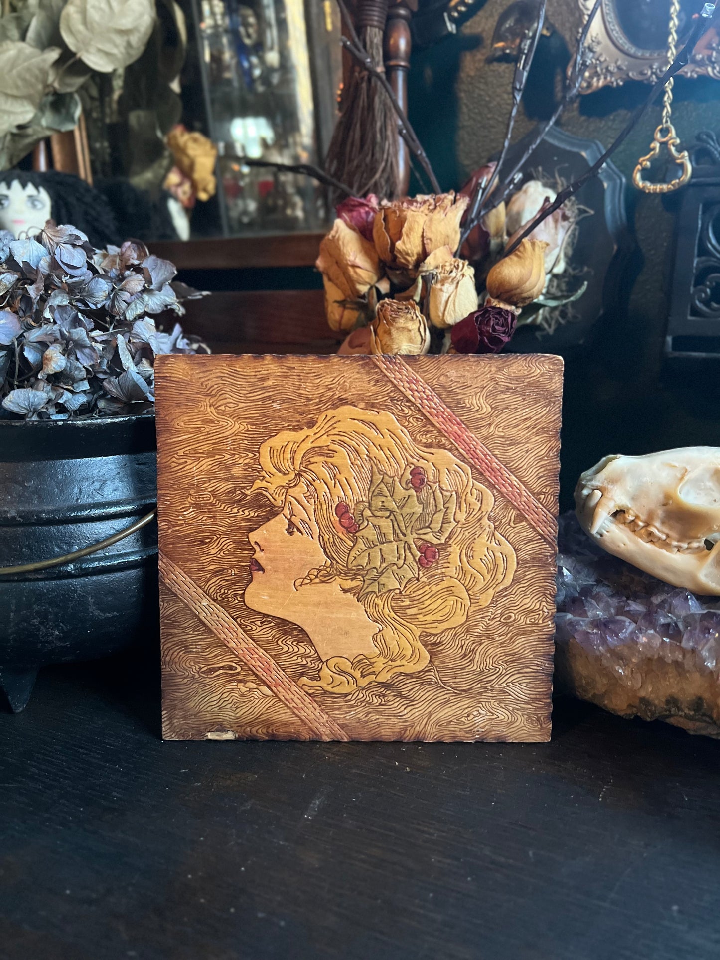 Antique Gibson Girl Pyrography