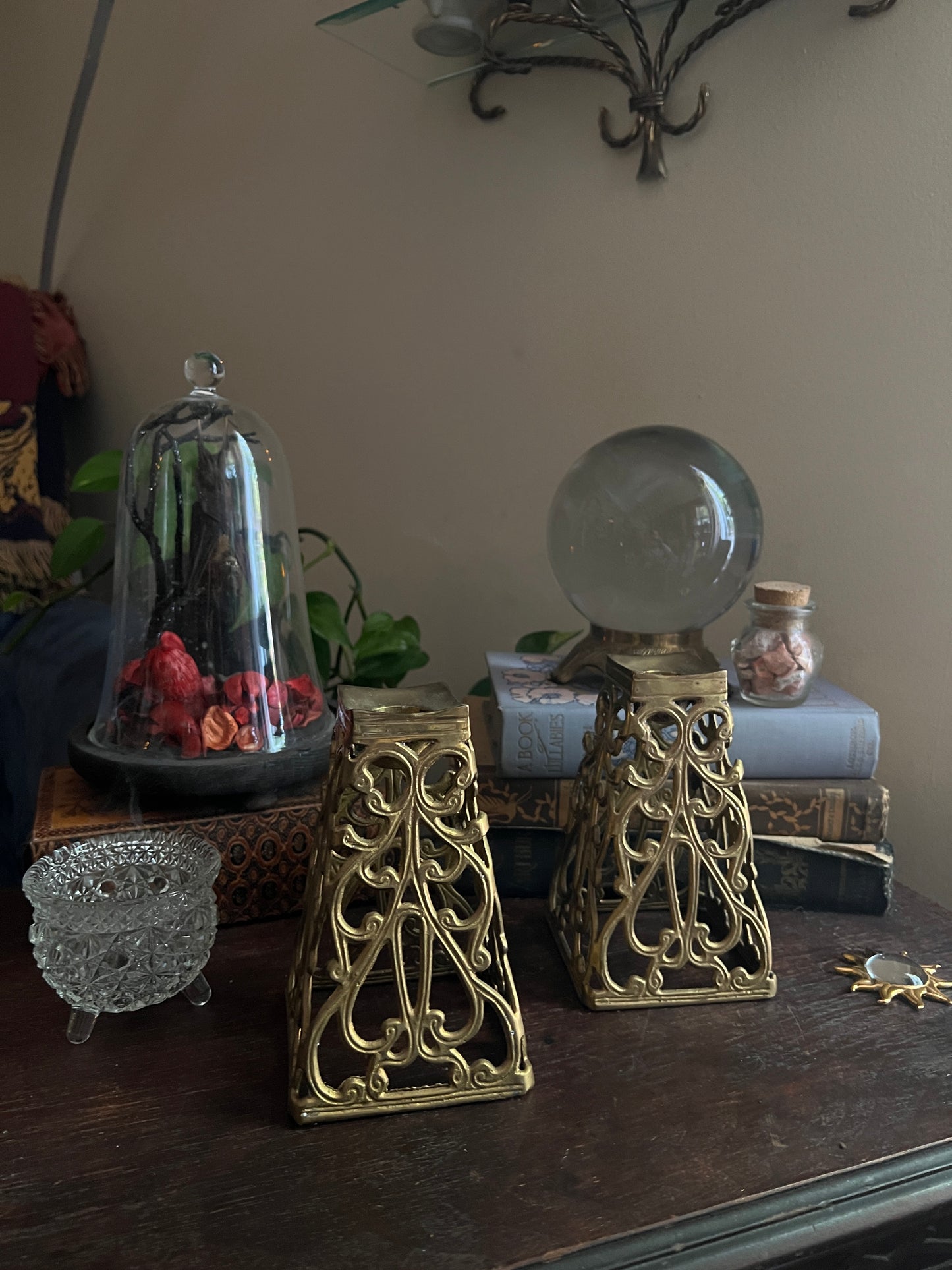 Vintage Brass Reticulated Candleholders - Pair