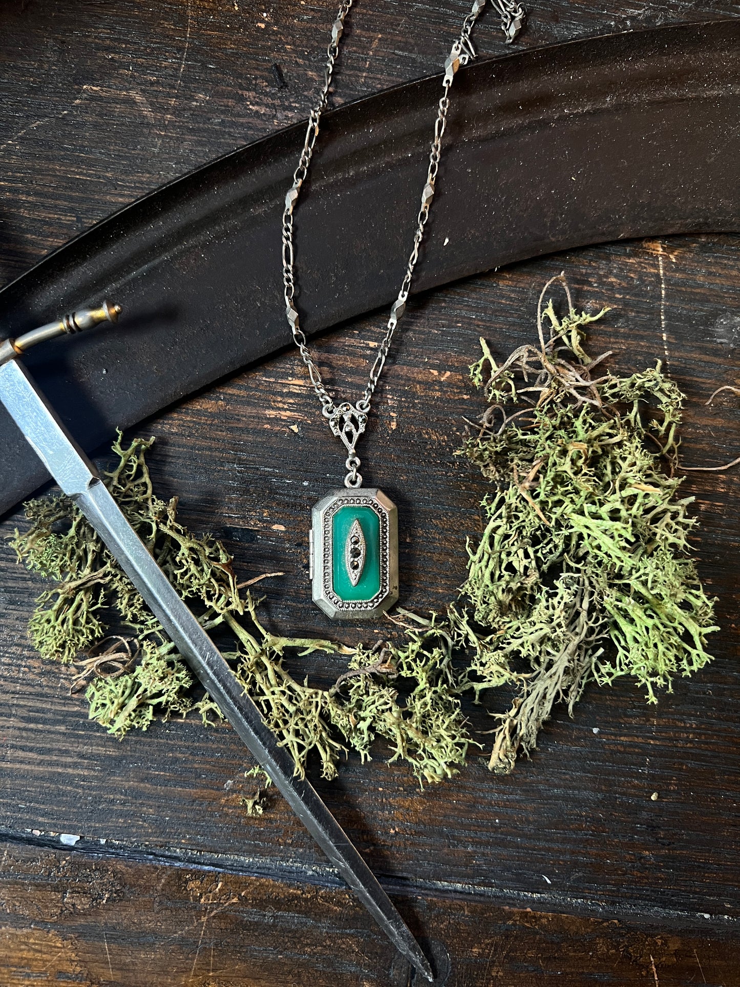 1928 Jewelry Art Deco Turquoise Locket