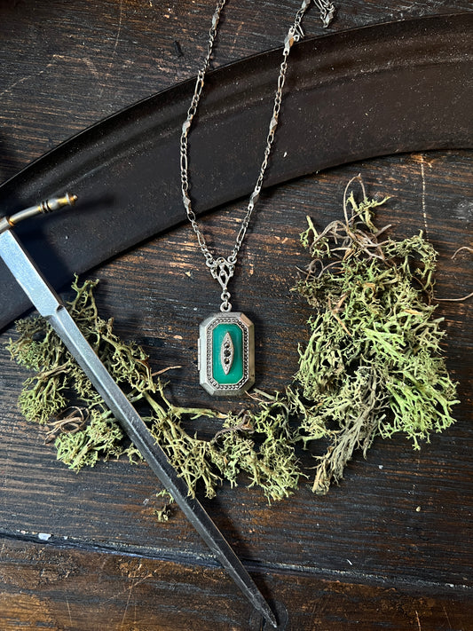 1928 Jewelry Art Deco Turquoise Locket