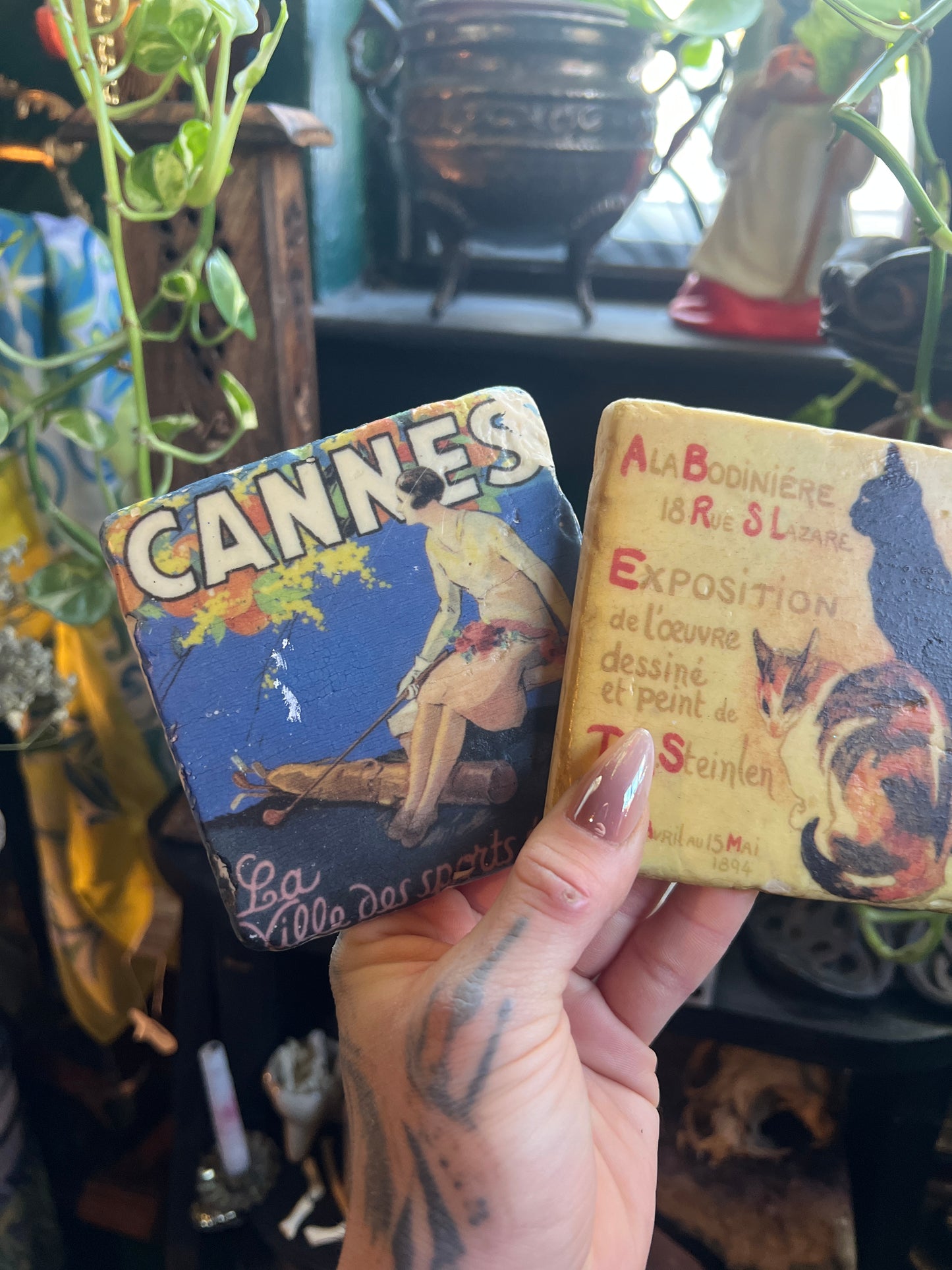 French Art Nouveau Tile Coasters