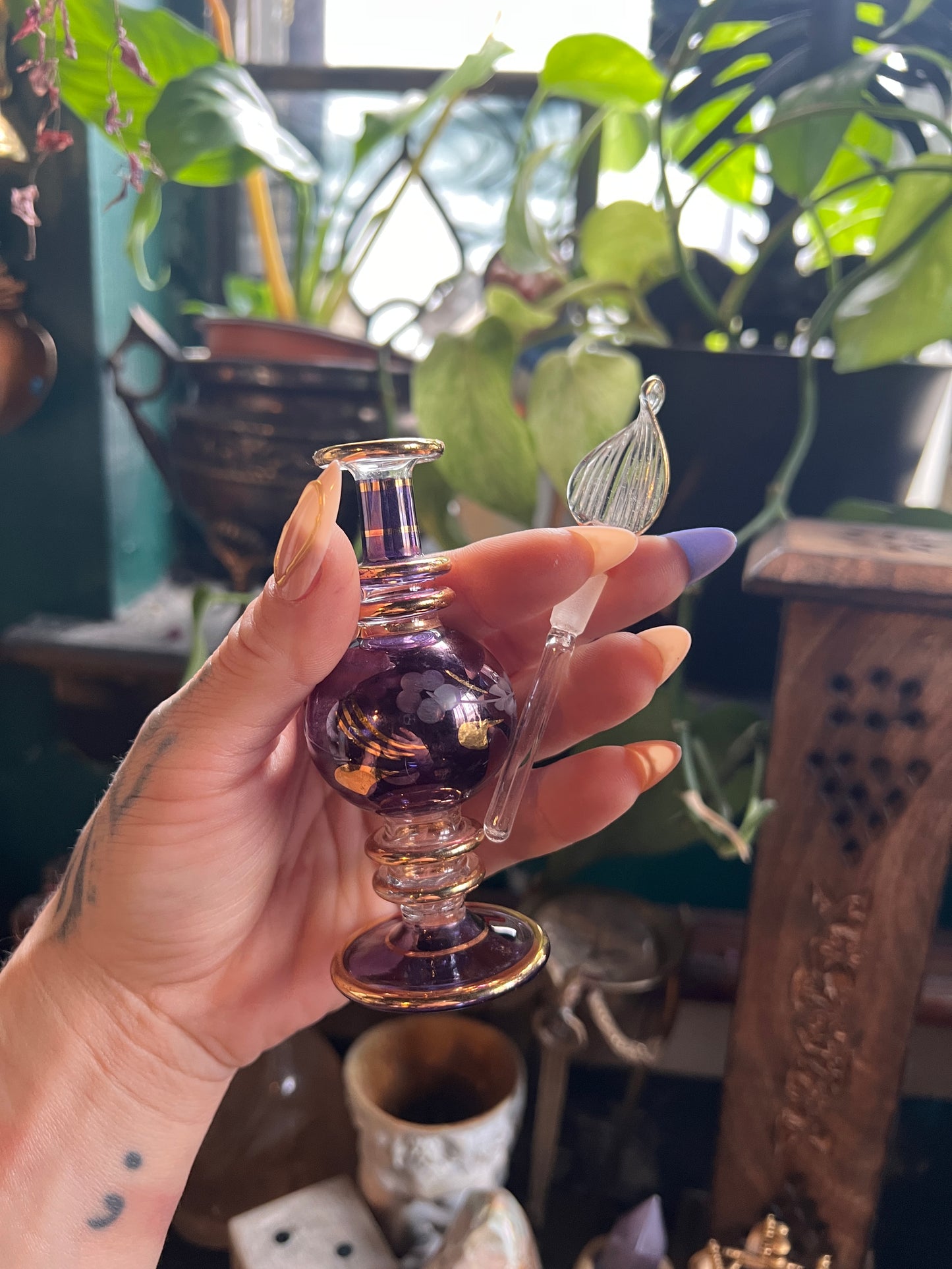 Amethyst Egyptian Glass Perfume Bottle