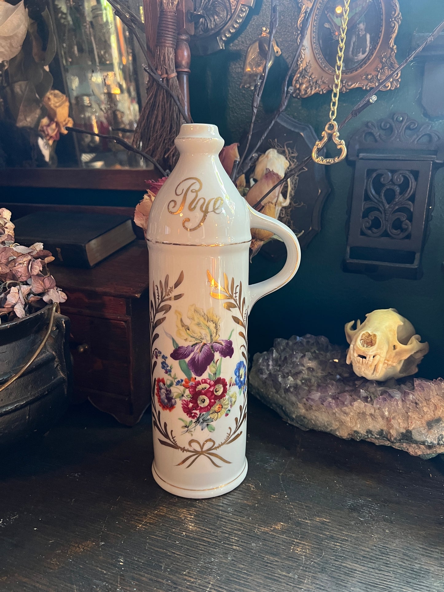 Porcelain Floral Rye Decanter