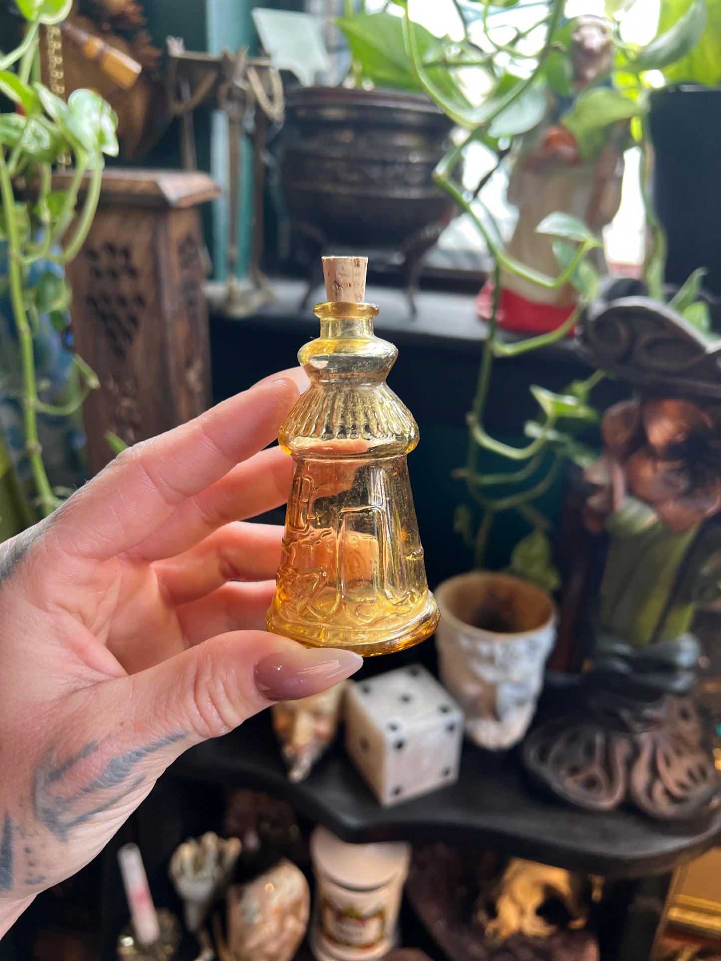 Miniature Wheaton Yellow Glass Bottles
