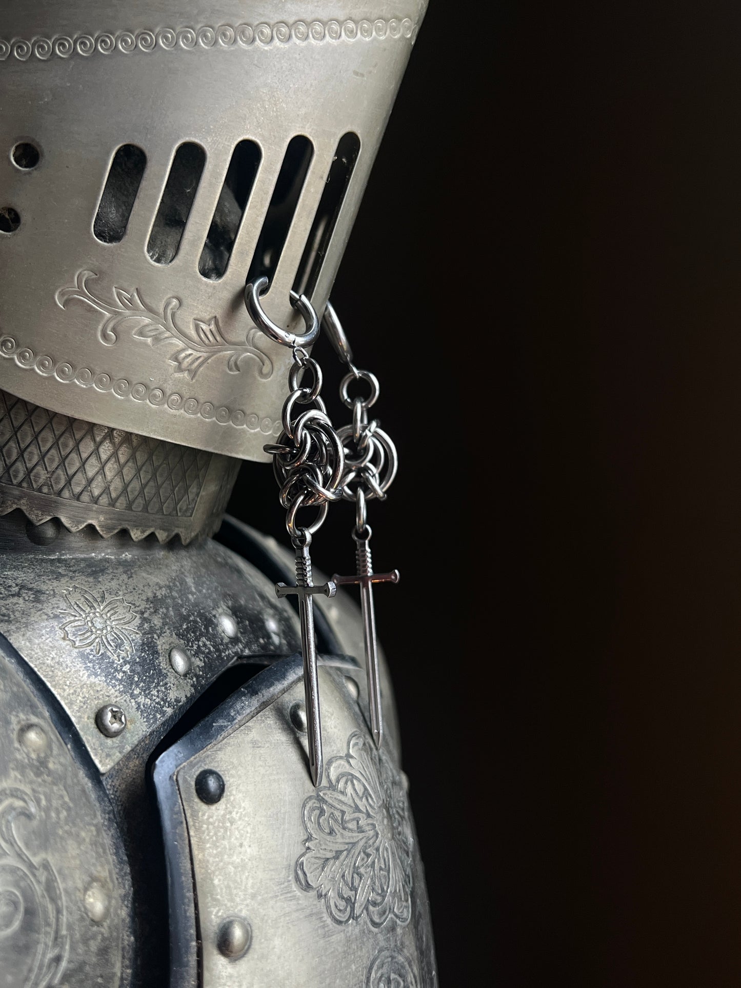 The Knights Swords Chainmail Earrings