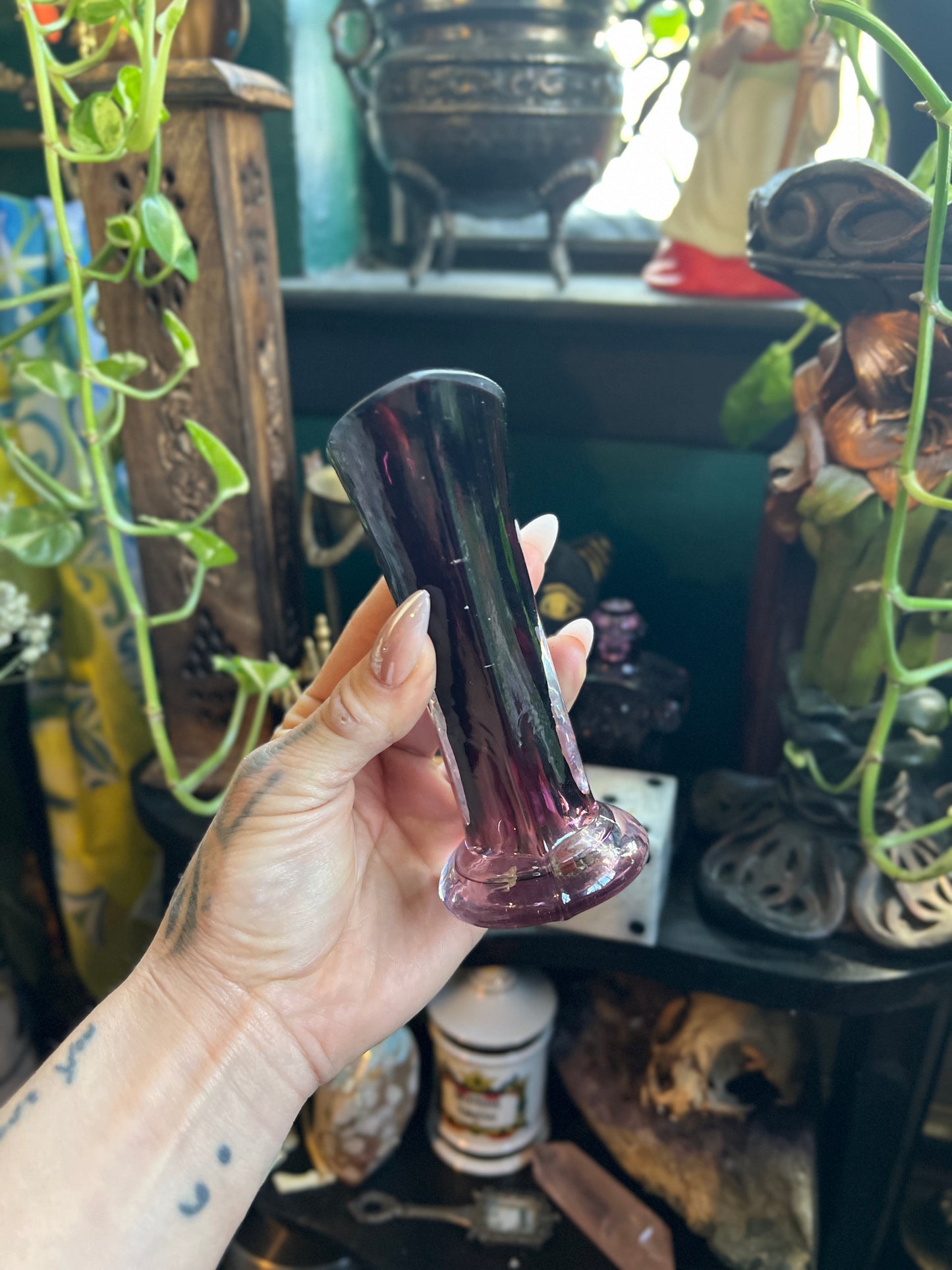Mid-Century Mini Amethyst Glass Vase