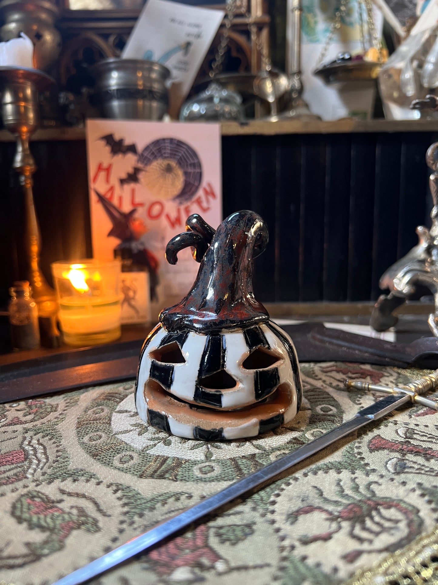 Hand Made Ceramic Pumpkin Tea-light Holder