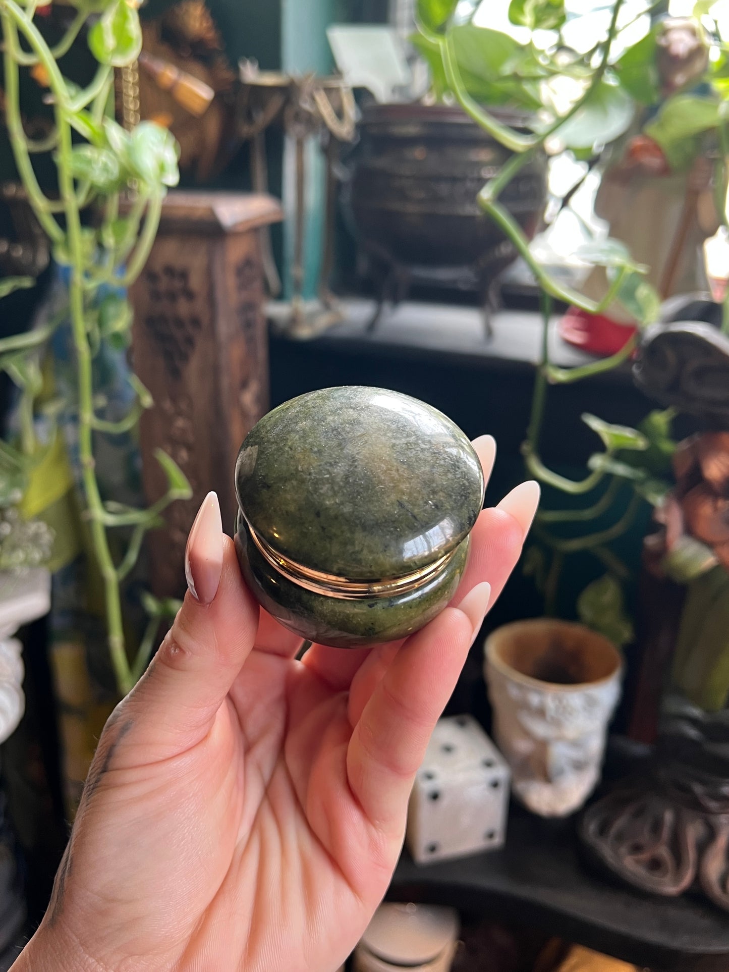 Italian Green Alabaster Trinket Box