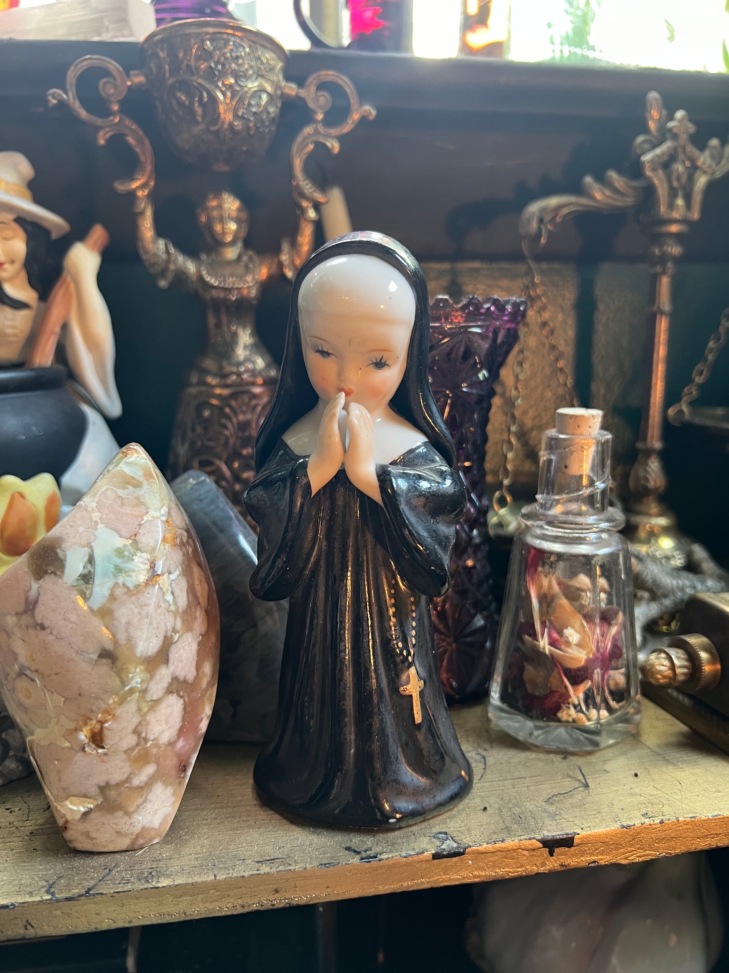 Praying Nun Porcelain Figurine