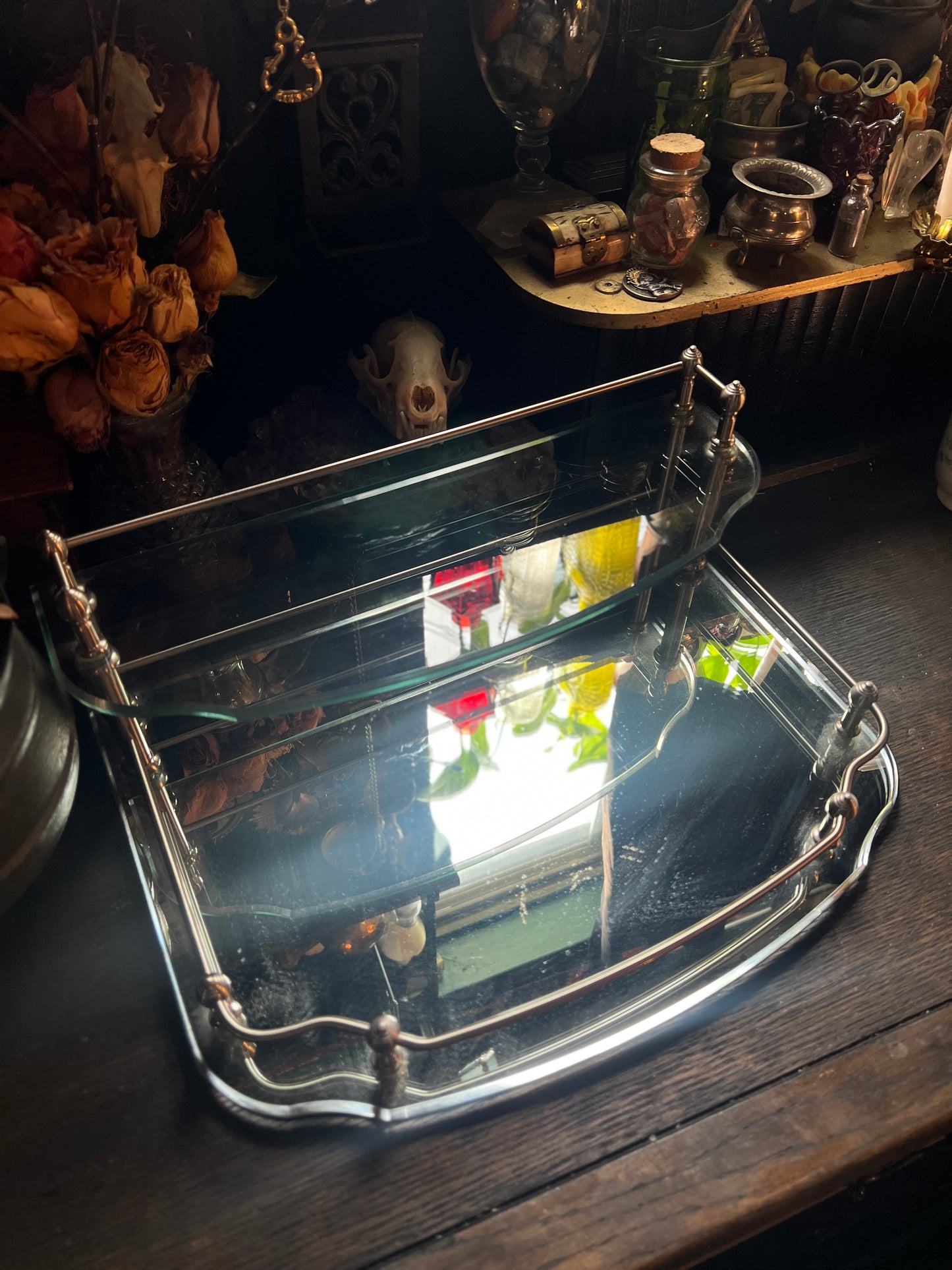 Two Tiered Glass Vanity Tray