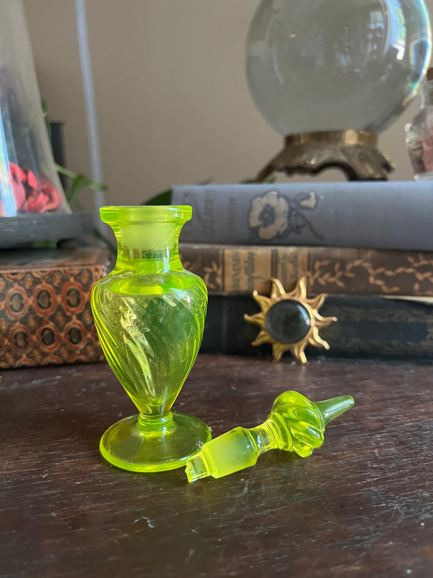 Uranium Glass Perfume Bottle