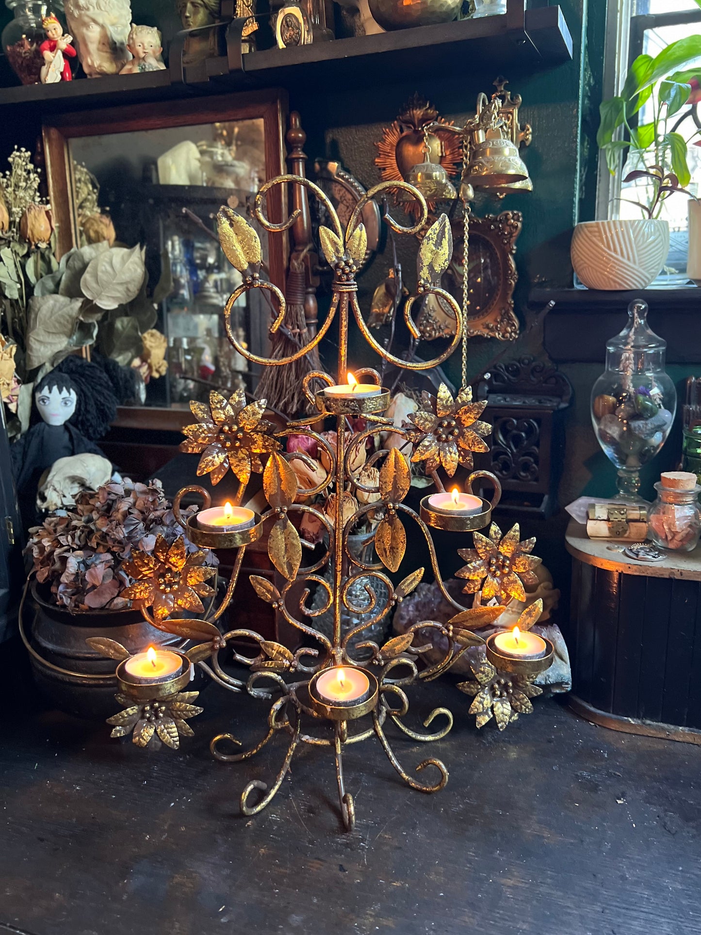 Floral Tea Light Candelabra